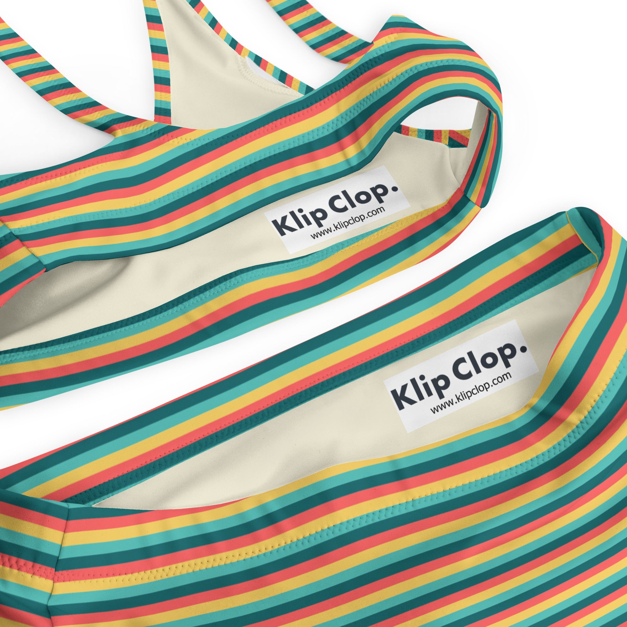 Recycled High Waisted Colorful Striped Bikini X
