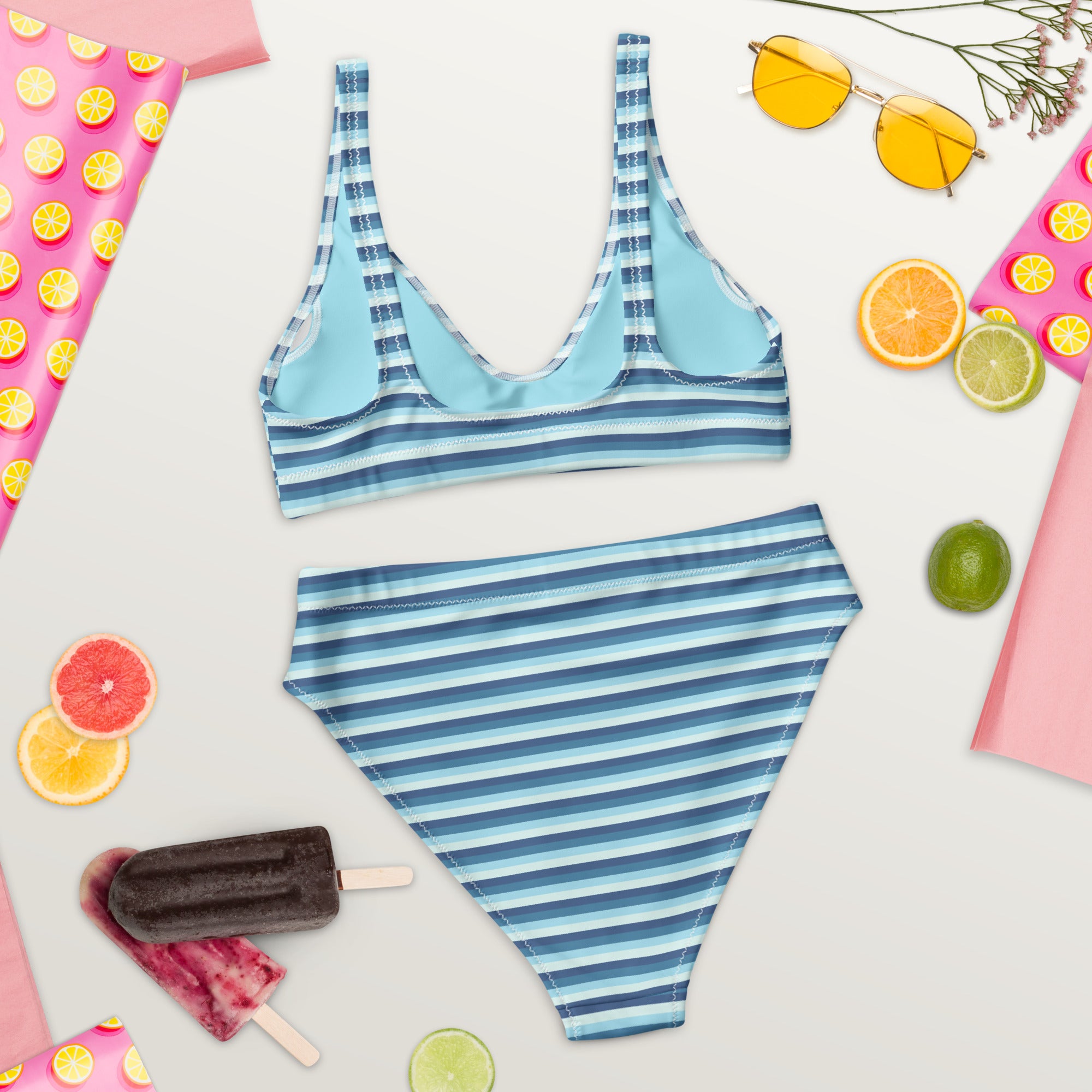 Recycled High Waisted colorful striped bikini XIII