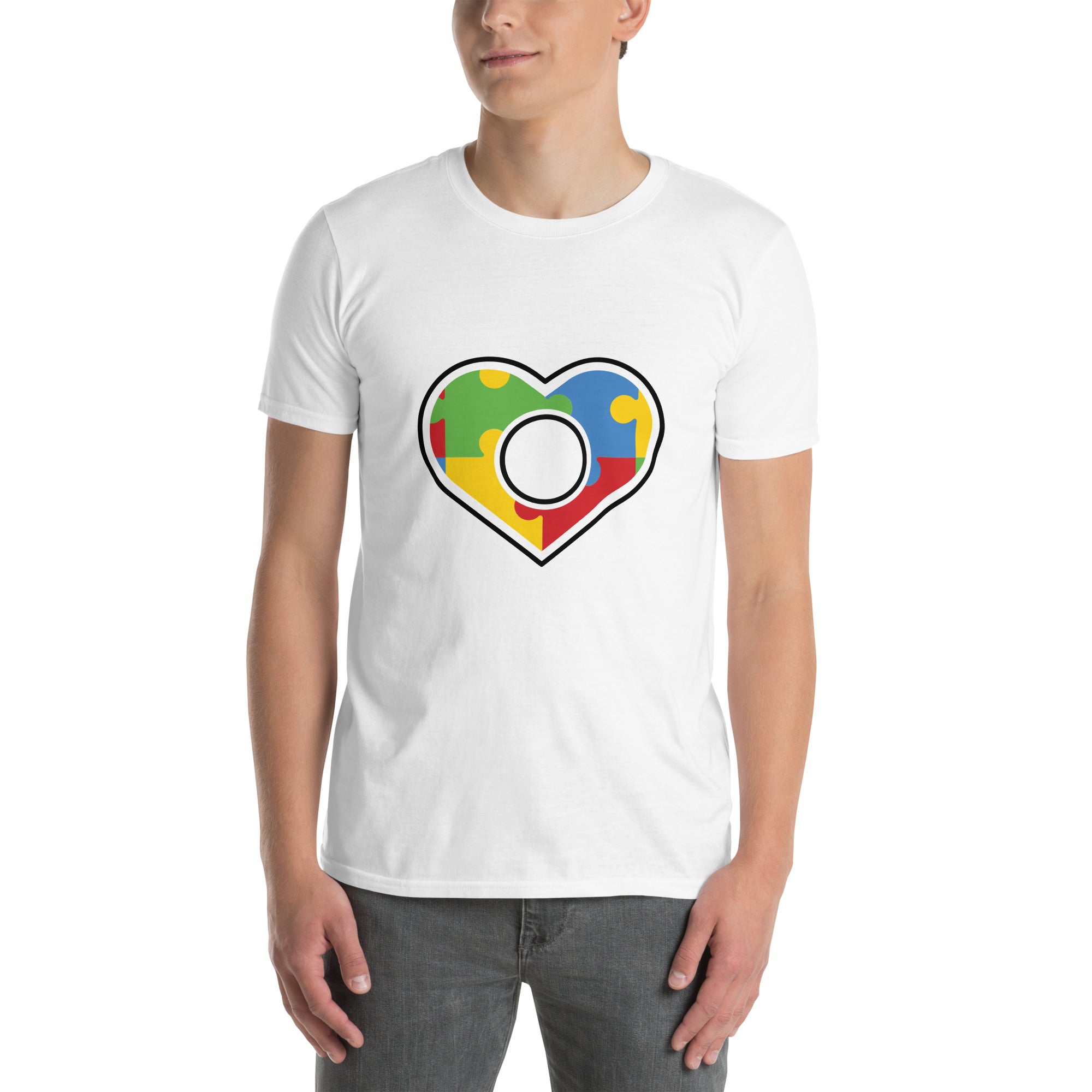 Short Sleeve Unisex T Shirt Autism Heart