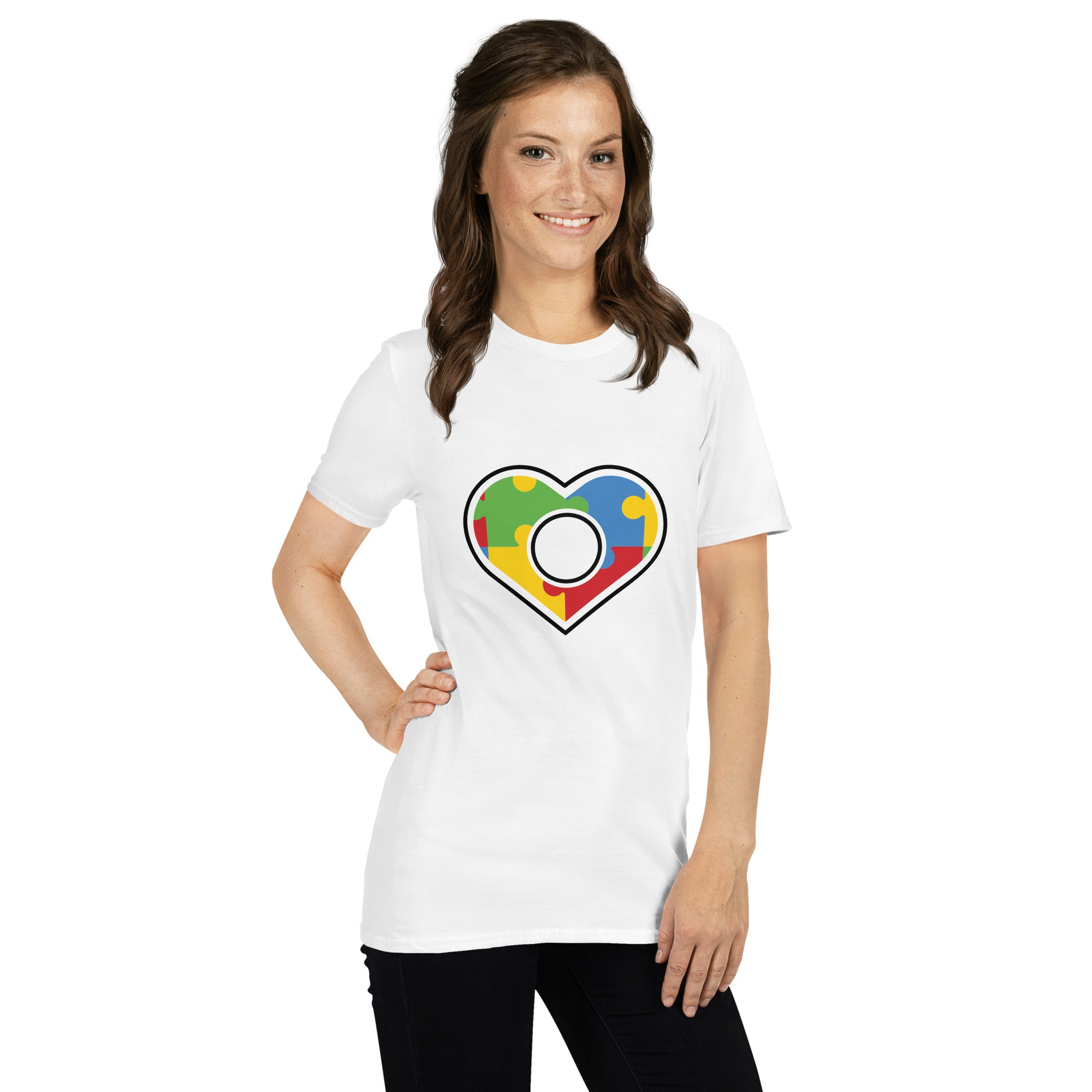 Short Sleeve Unisex T Shirt Autism Heart