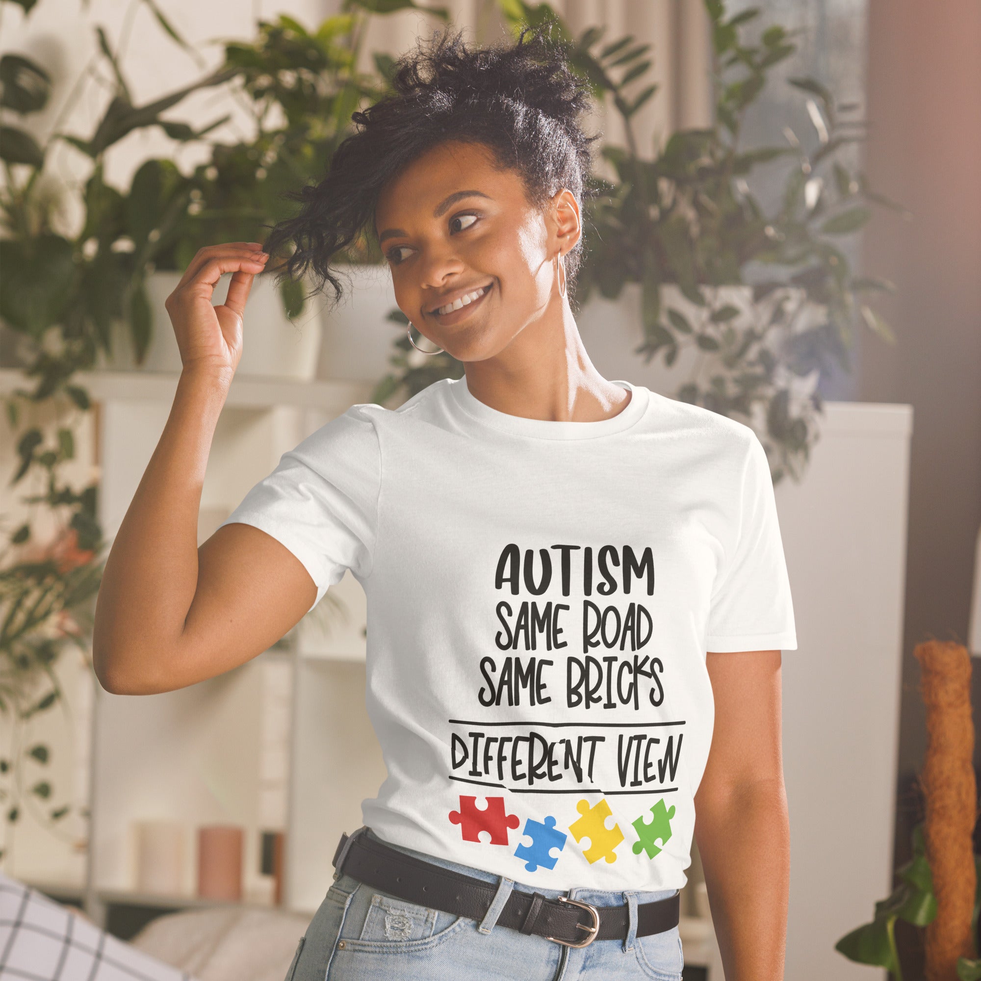 Short Sleeve Unisex T Shirt Autism Same Road