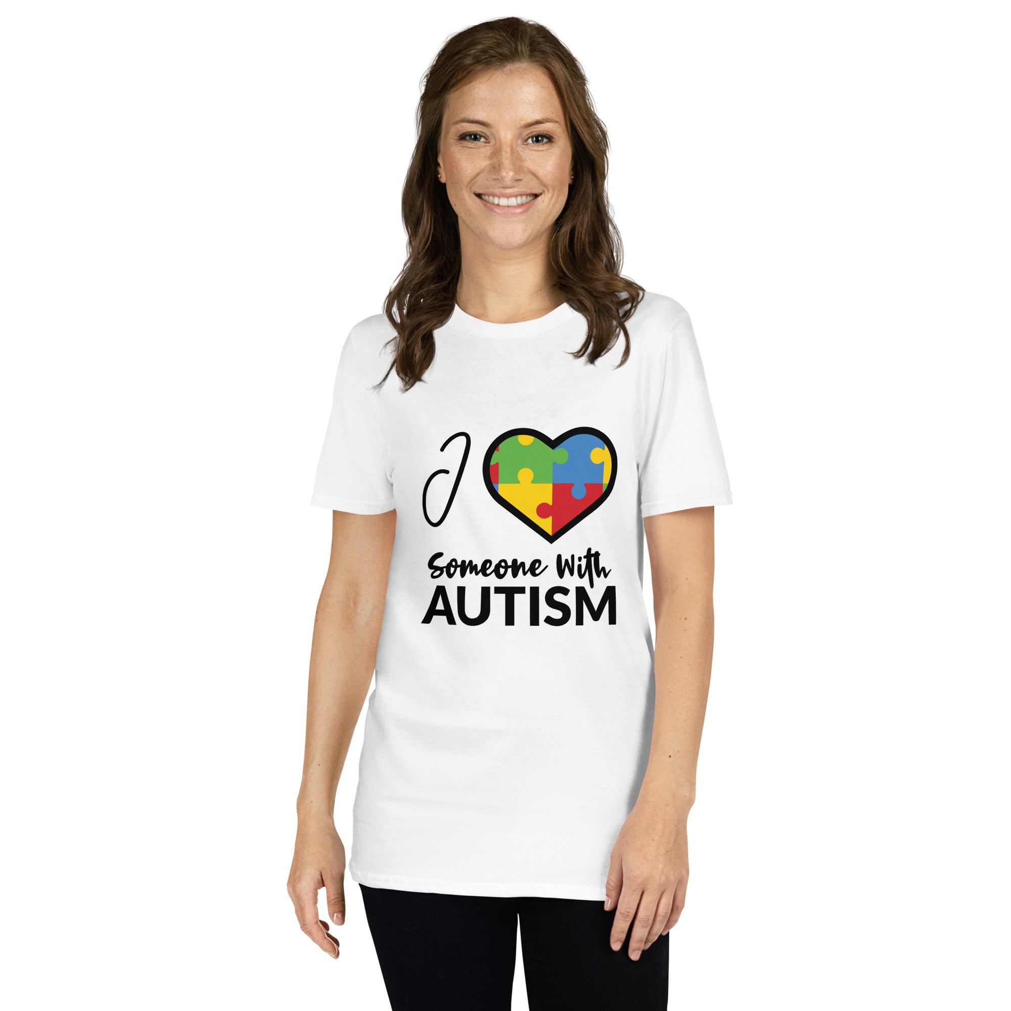 Short Sleeve Unisex T Shirt I Love Someone With Autism