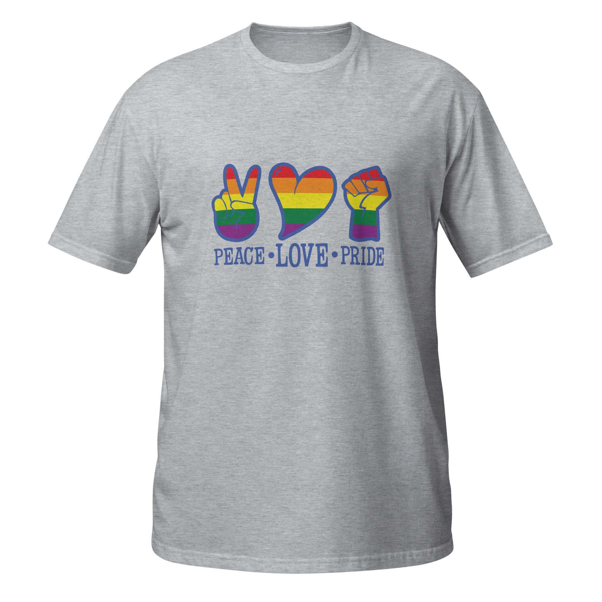 Short Sleeve Unisex T Shirt Peace Love Pride