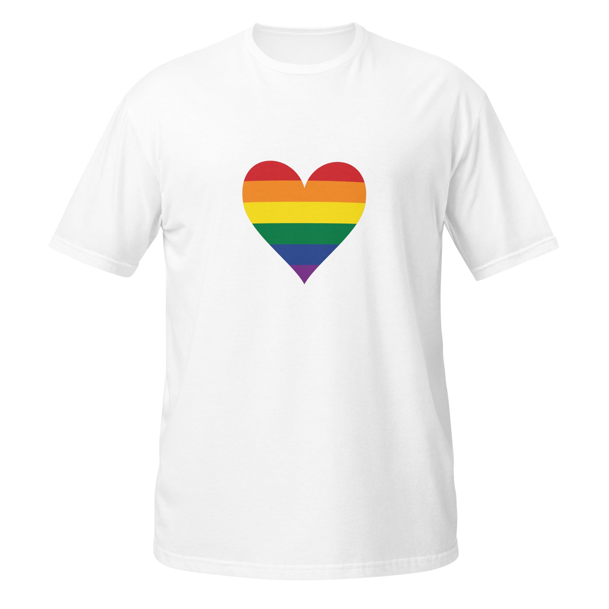 Short Sleeve Unisex T Shirt Pride Rainbow Heart