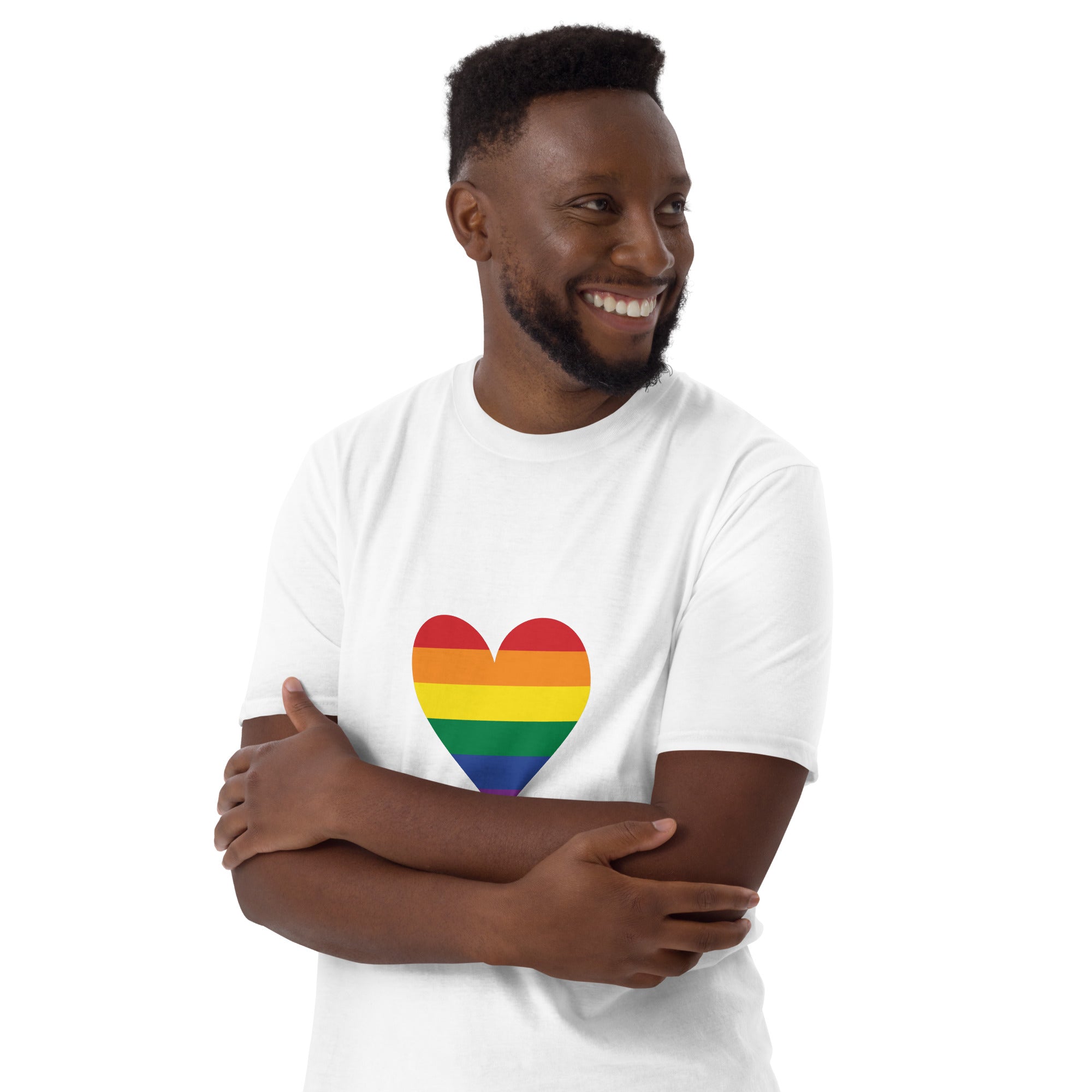 Short Sleeve Unisex T Shirt Pride Rainbow Heart