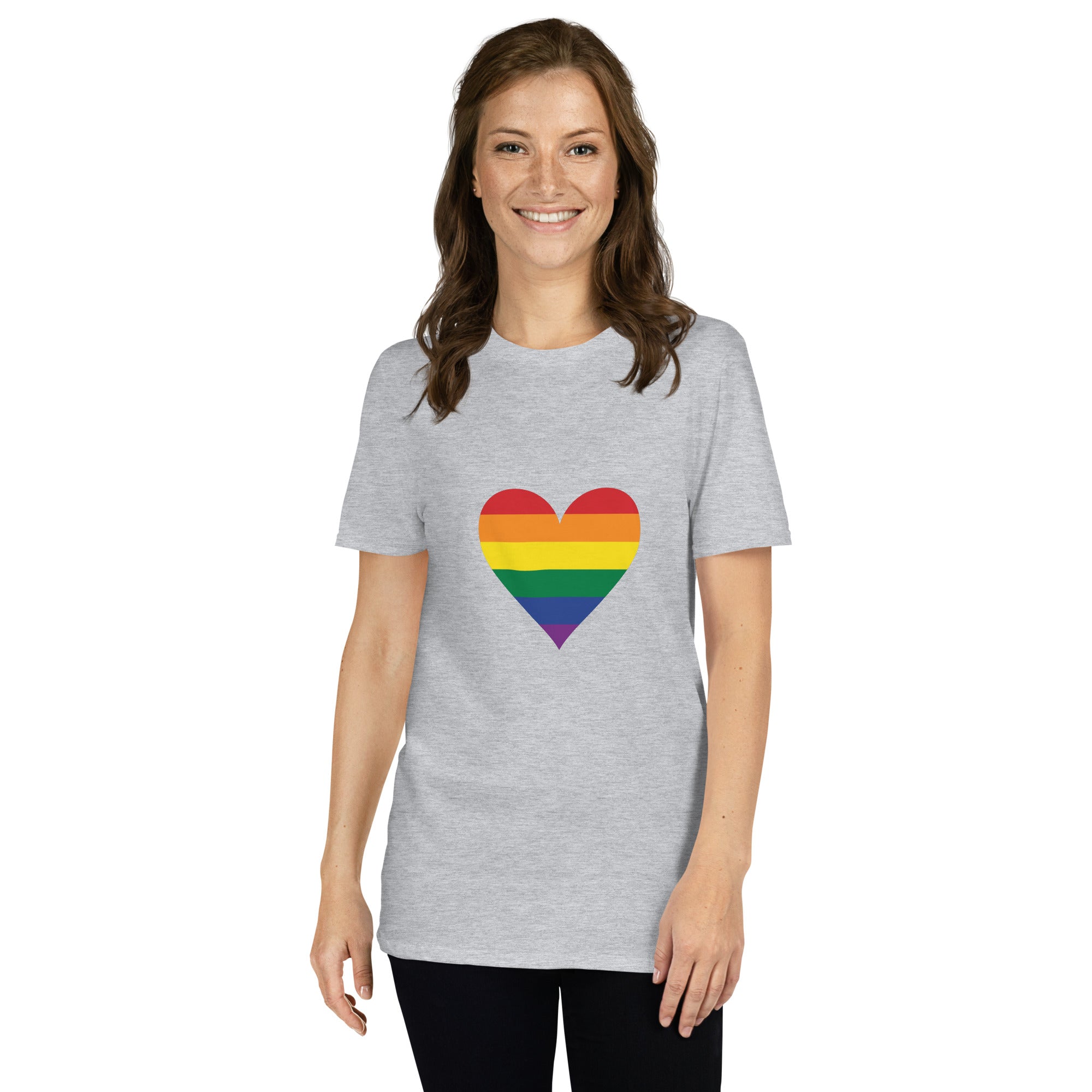 Short Sleeve Unisex T Shirt Pride Rainbow Heart