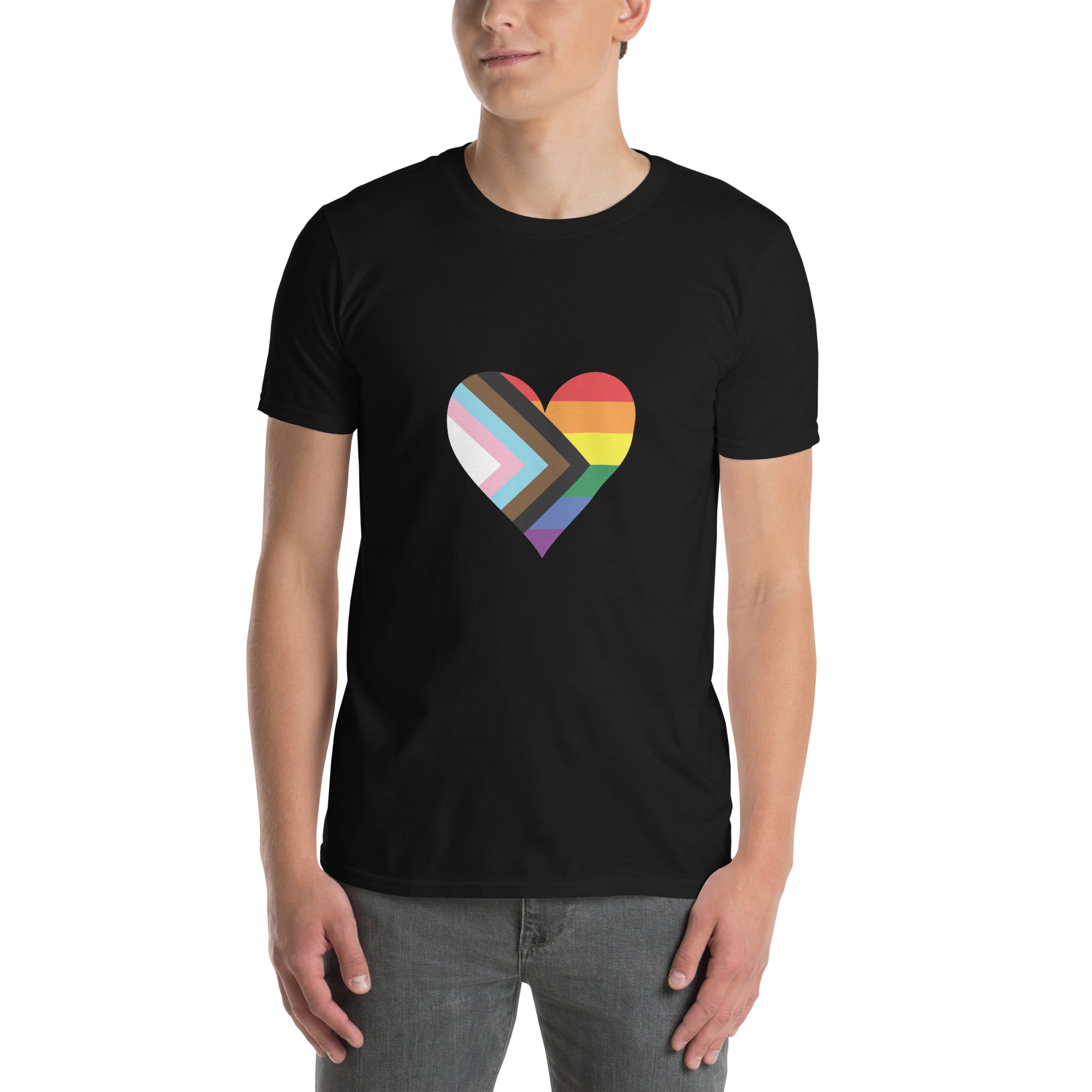 Short Sleeve Unisex T Shirt Progress Pride Heart