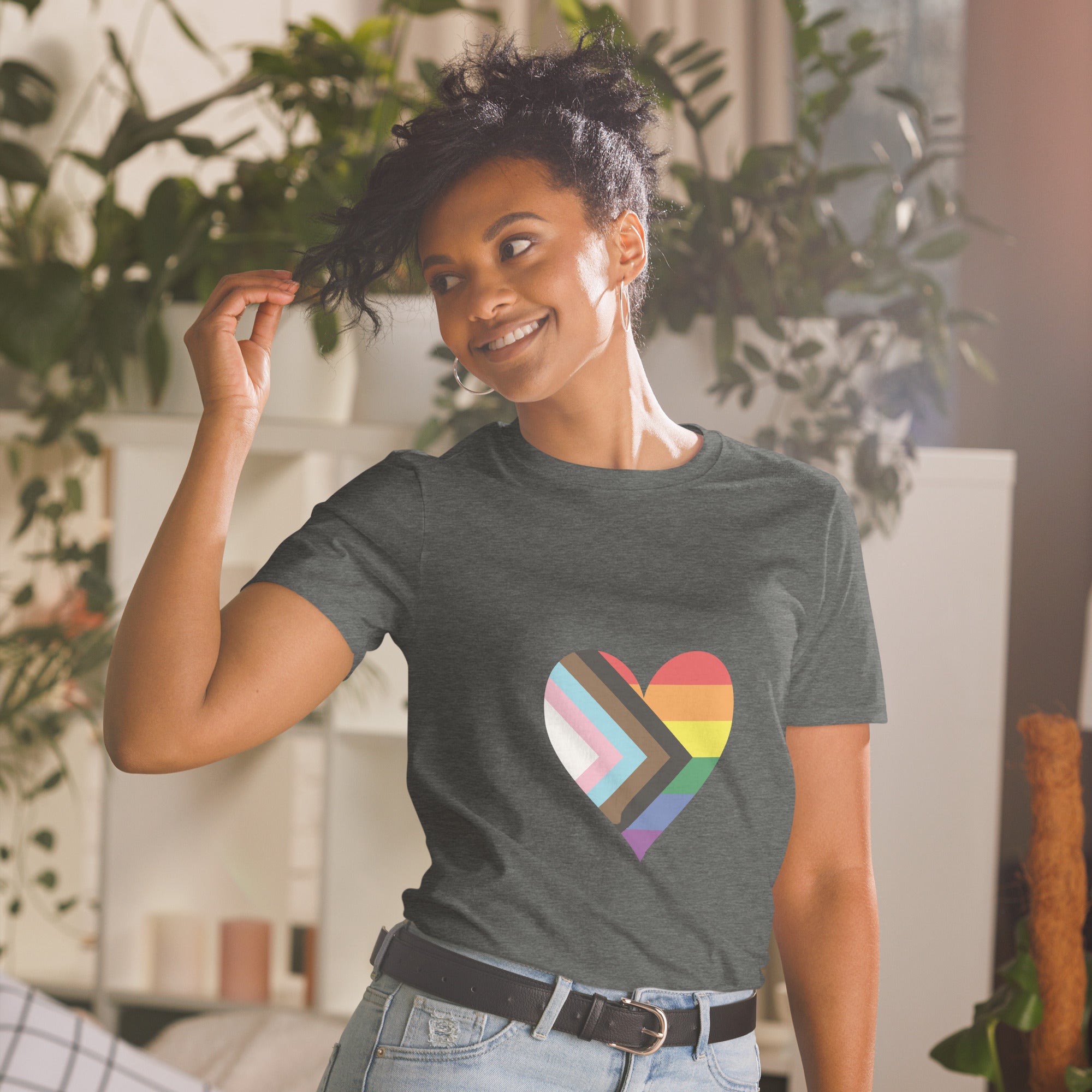 Short Sleeve Unisex T Shirt Progress Pride Heart