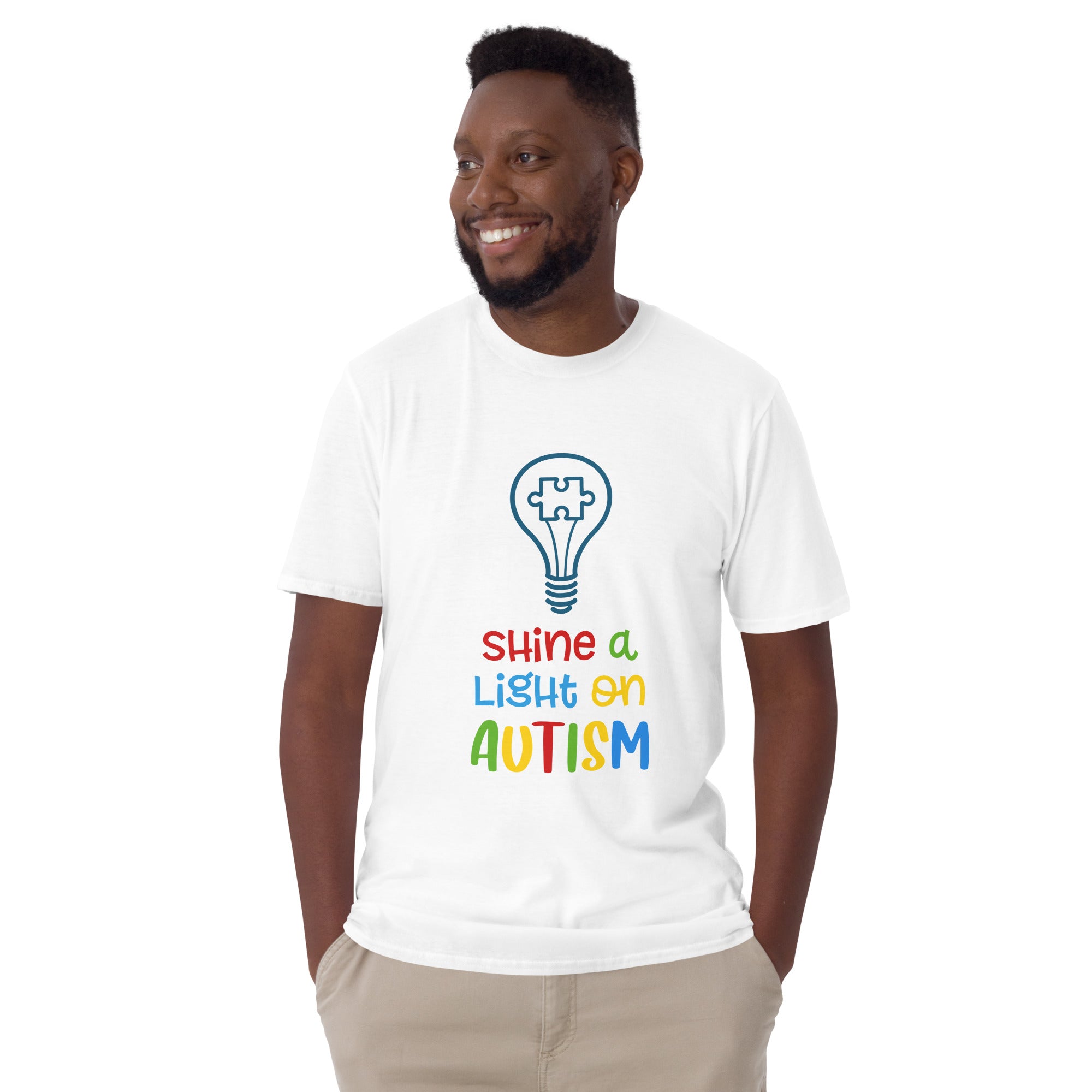 Short Sleeve Unisex T Shirt Shine a light on autism