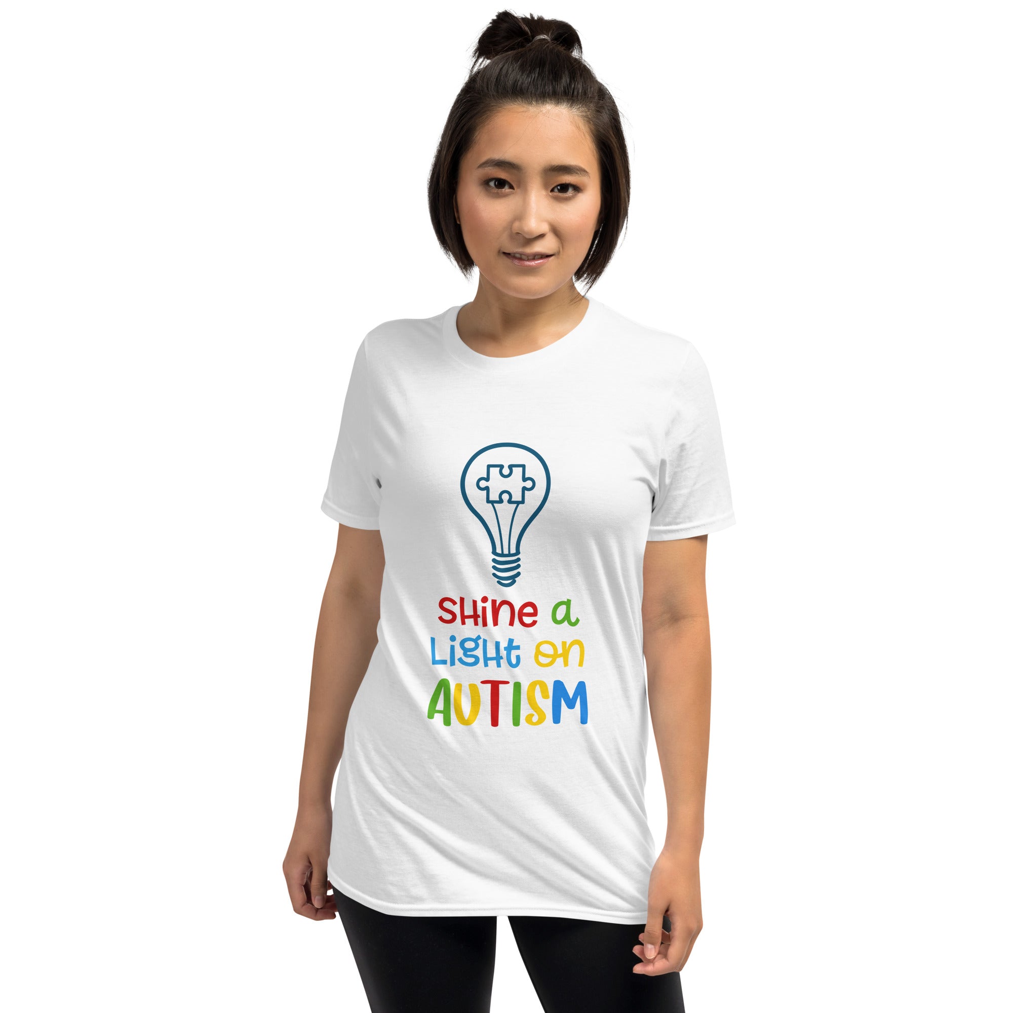 Short Sleeve Unisex T Shirt Shine a light on autism