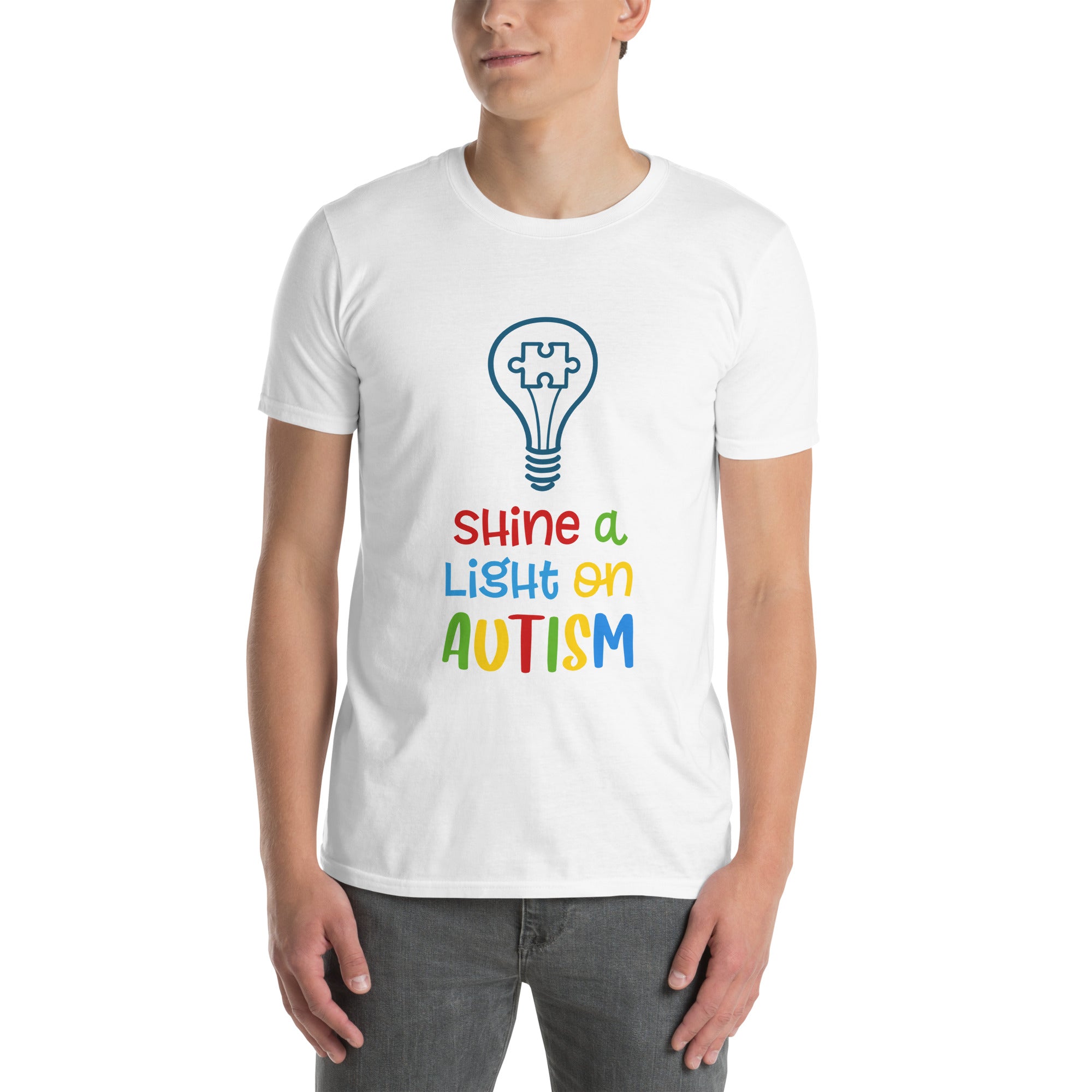 Short Sleeve Unisex T Shirt Shine a light on autism