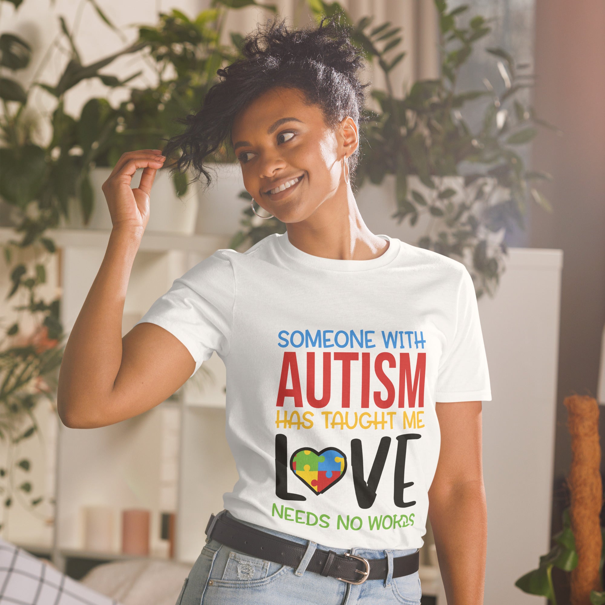 Short Sleeve Unisex T Shirt Someone With Autism
