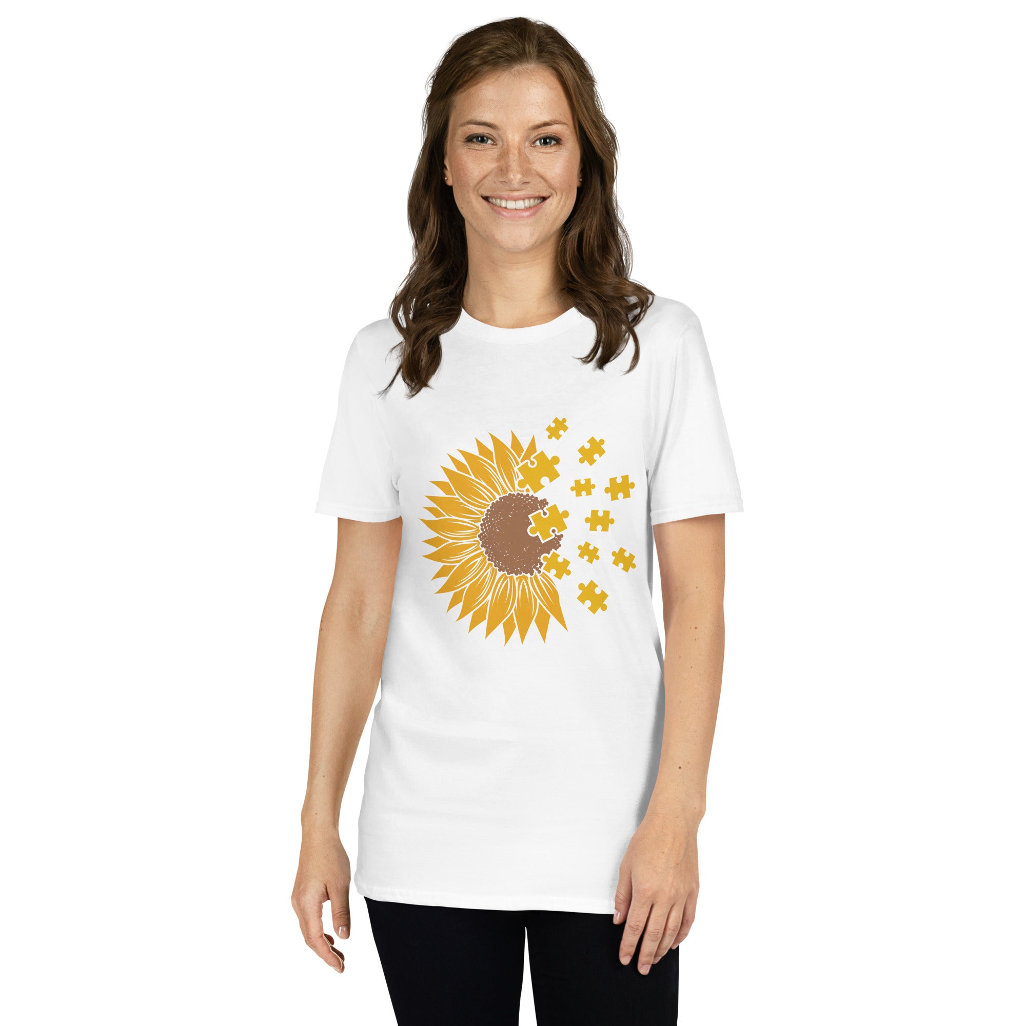 Short Sleeve Unisex T Shirt Sunflower Autism