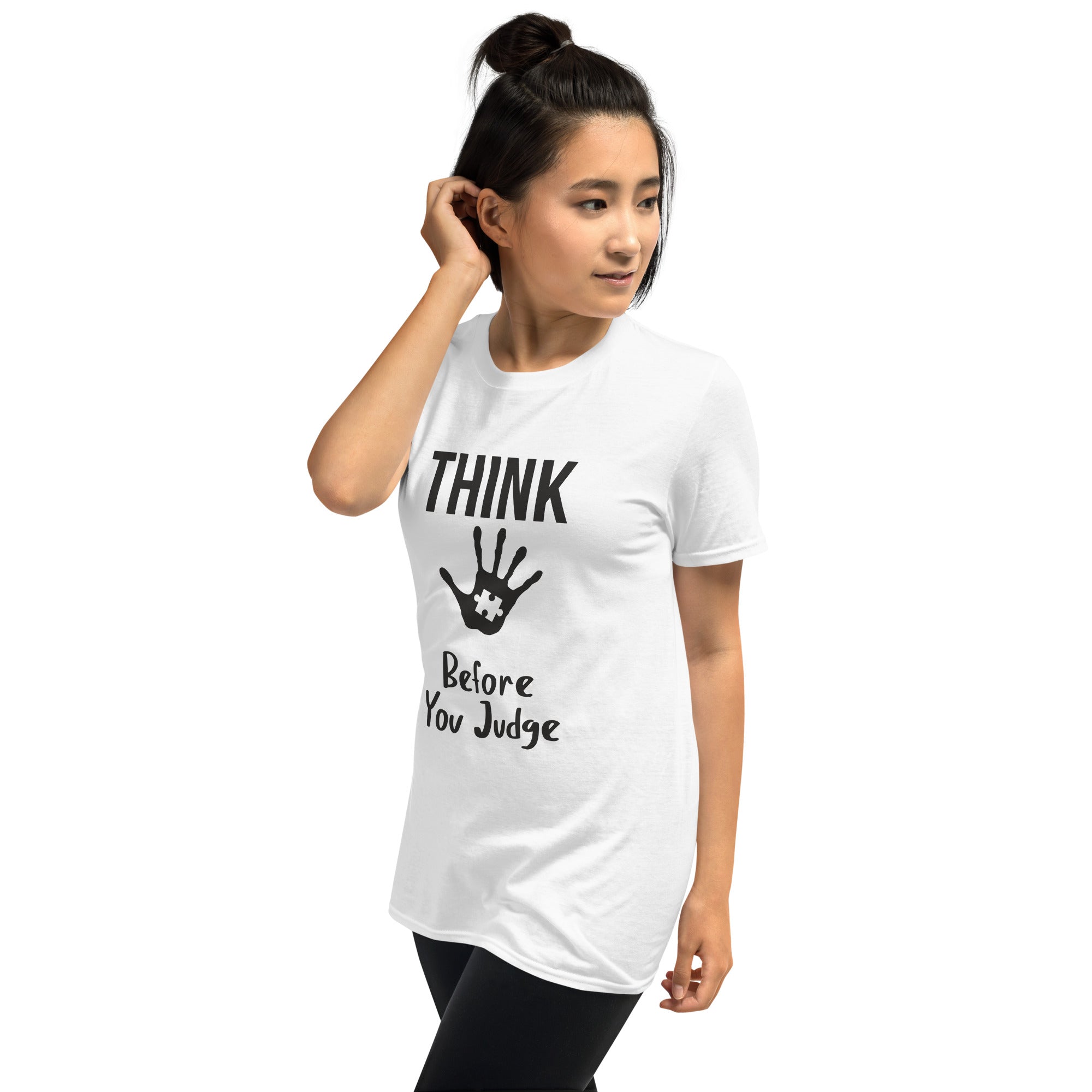 Short Sleeve Unisex T Shirt Think before you judge