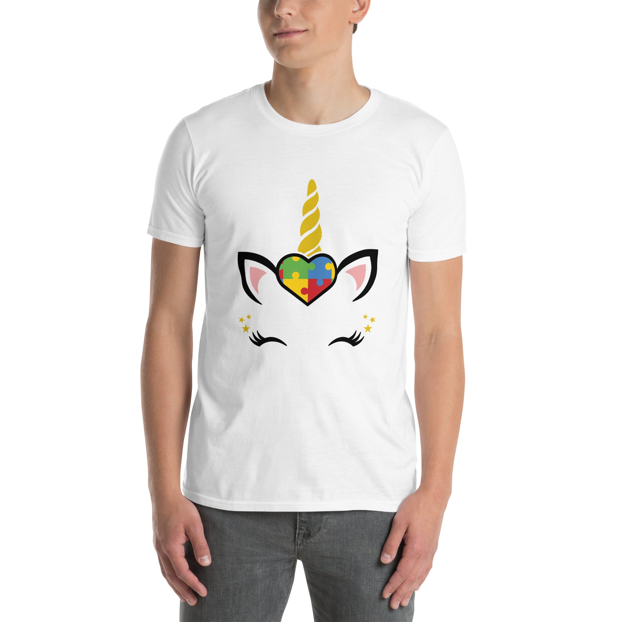 Short Sleeve Unisex T Shirt Unicorn Autism