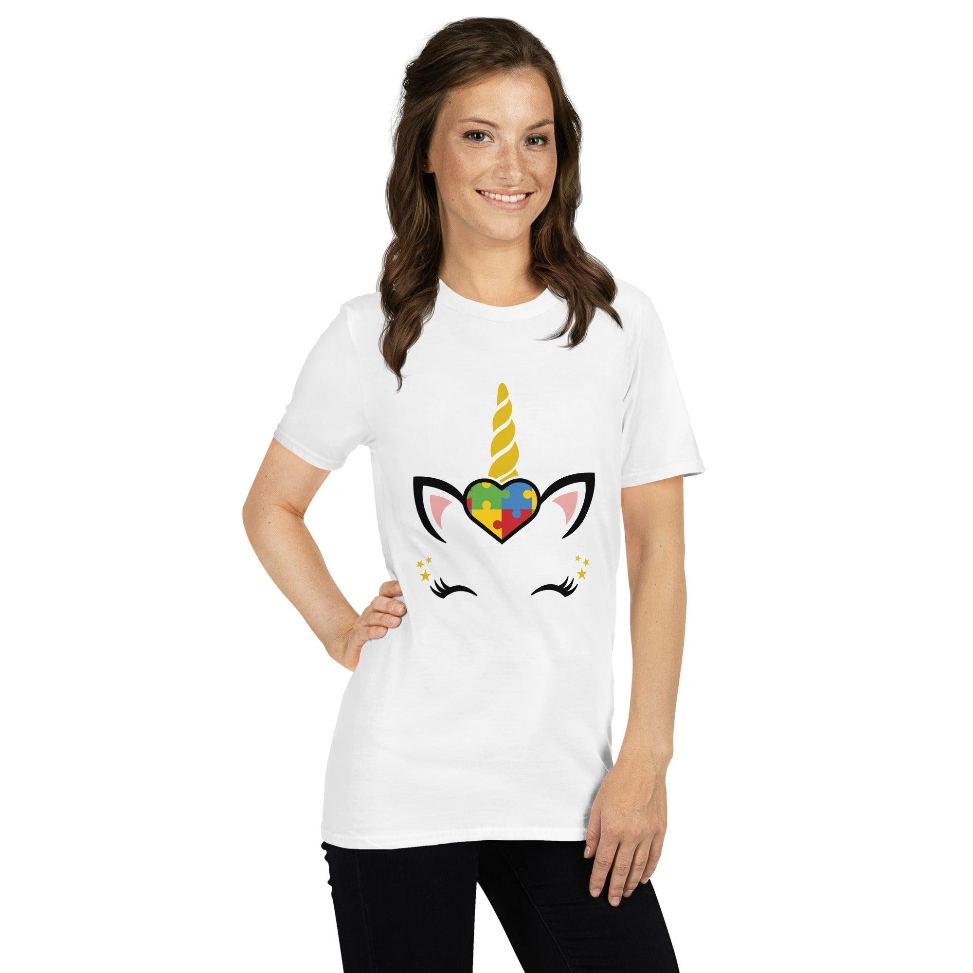 Short Sleeve Unisex T Shirt Unicorn Autism