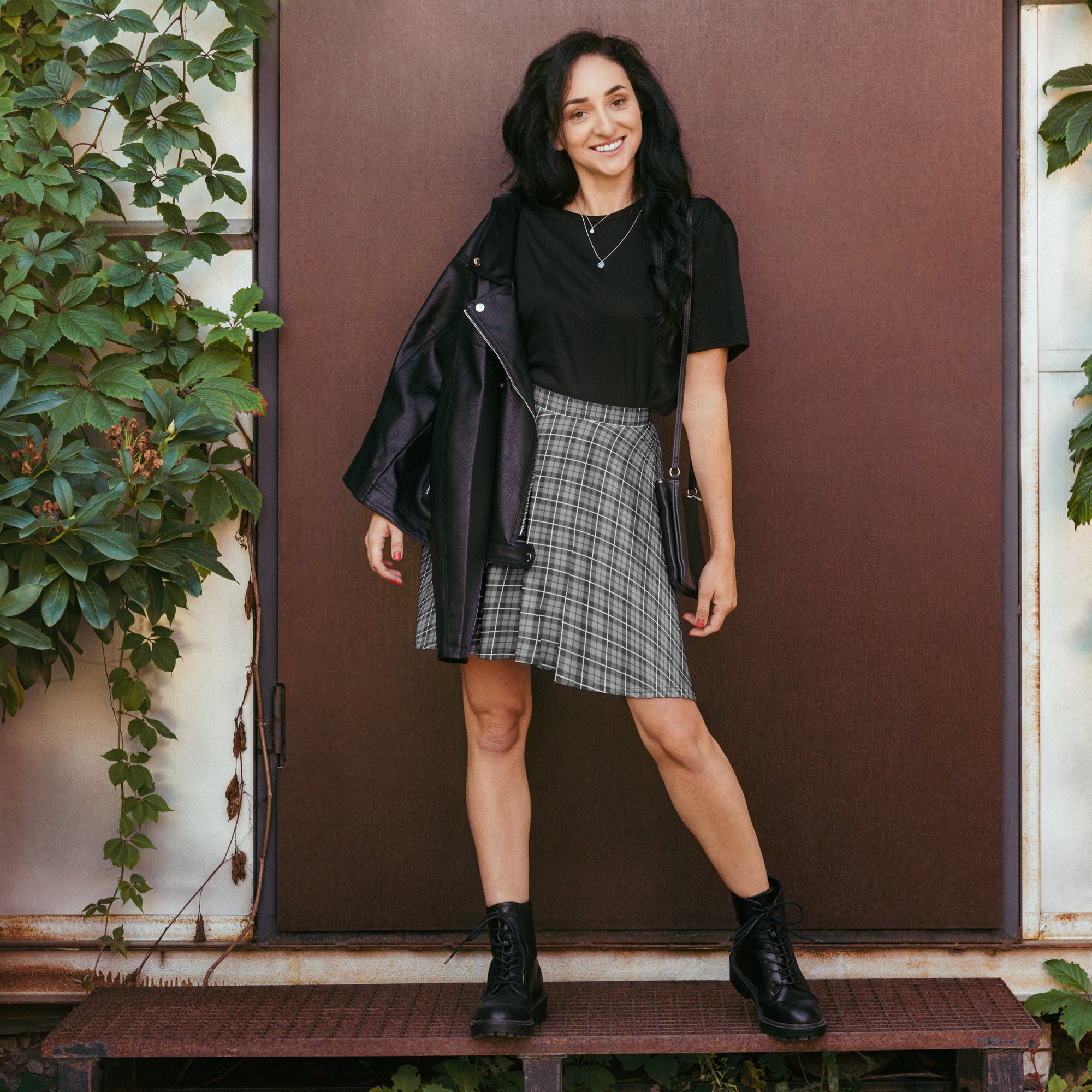 Skater Skirt Tartan Dark Grey
