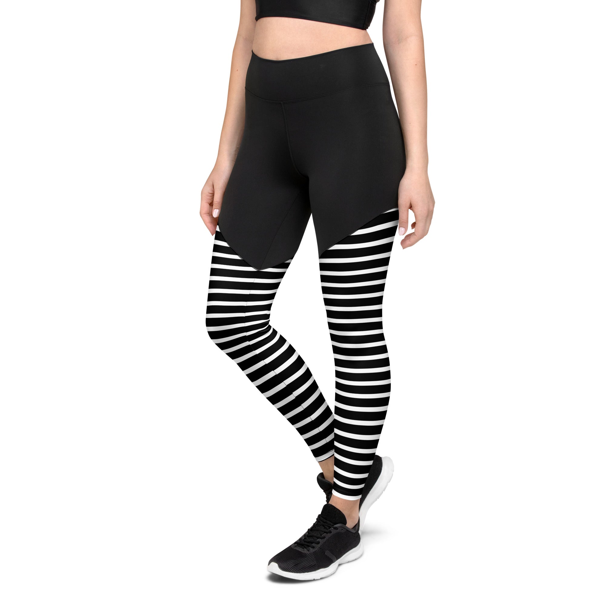 Sports Leggings Black Stripes