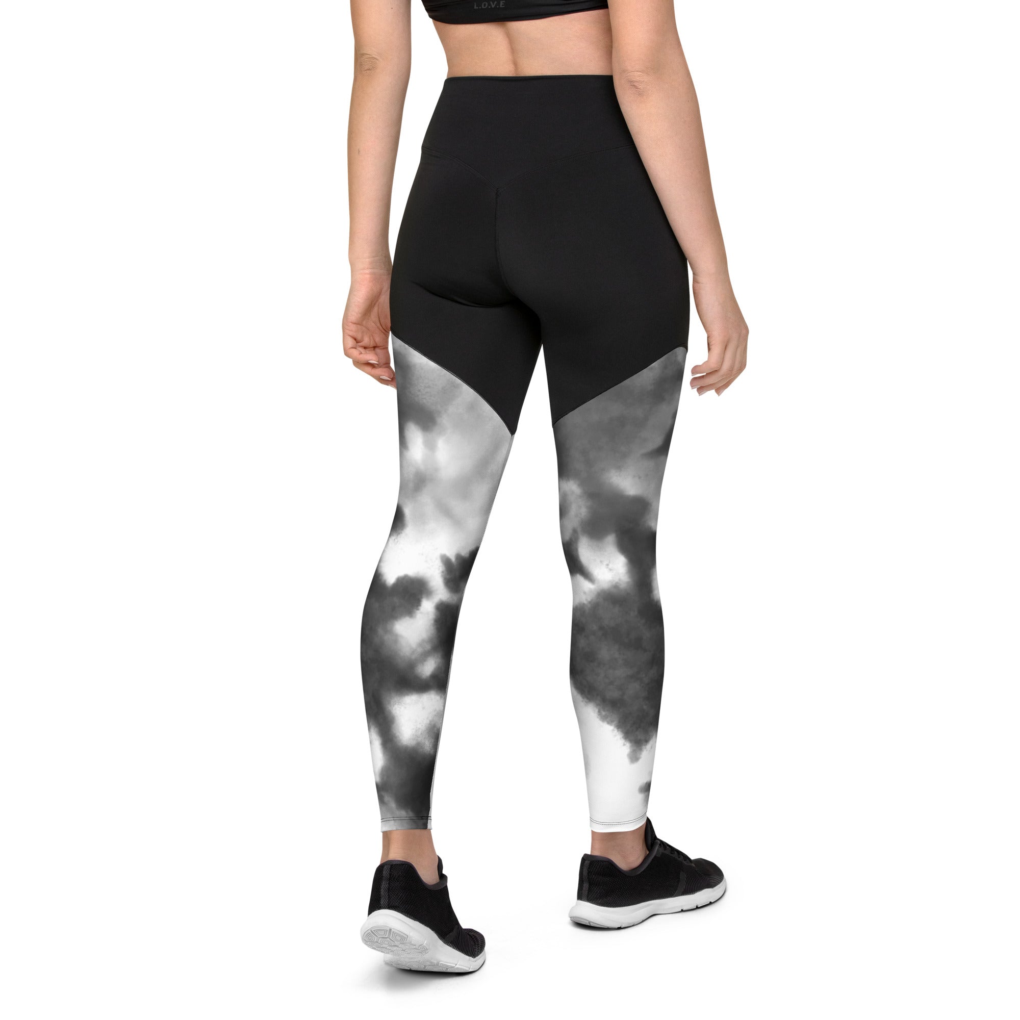 Sports Leggings Black Watercolor
