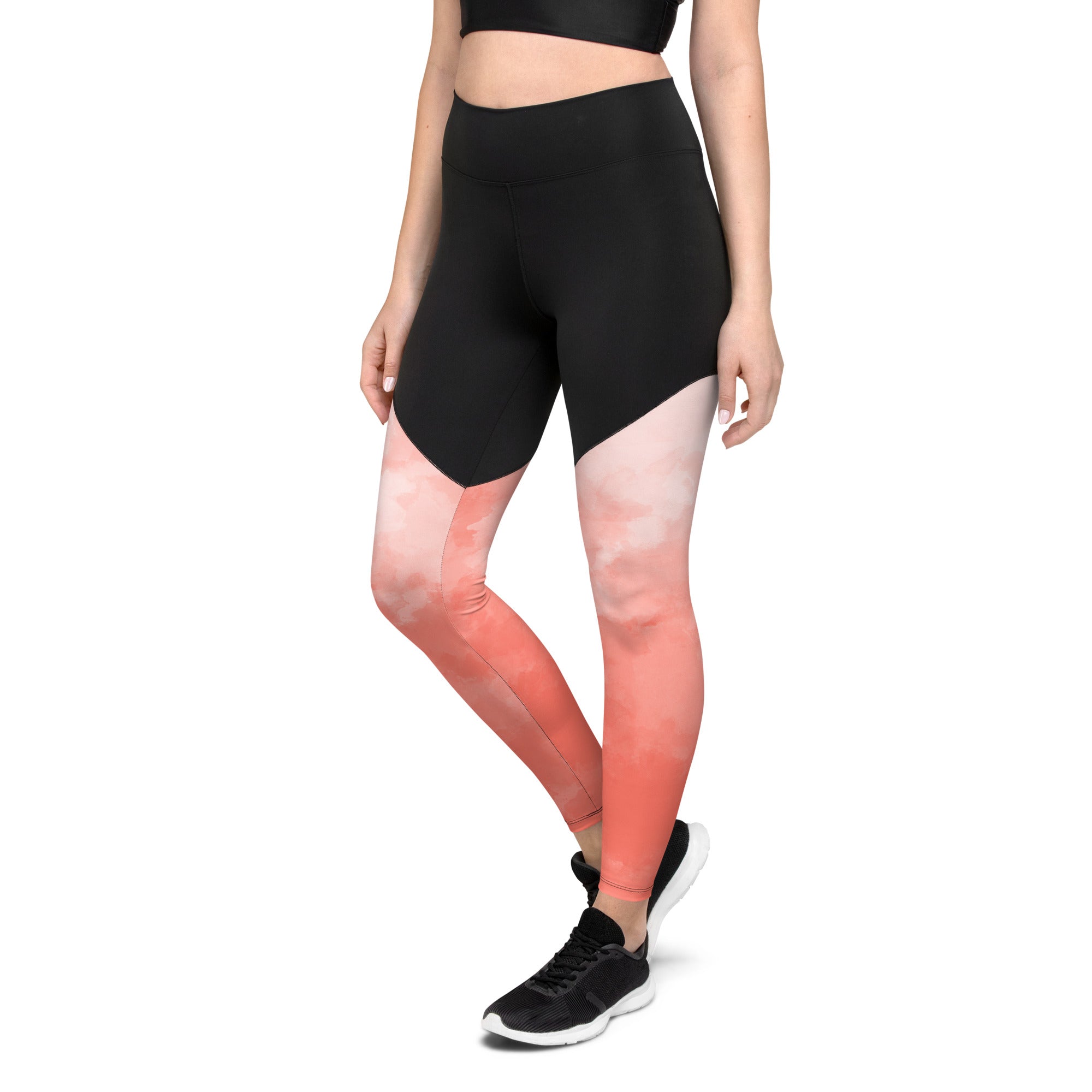 Sports Leggings Coral Watercolor