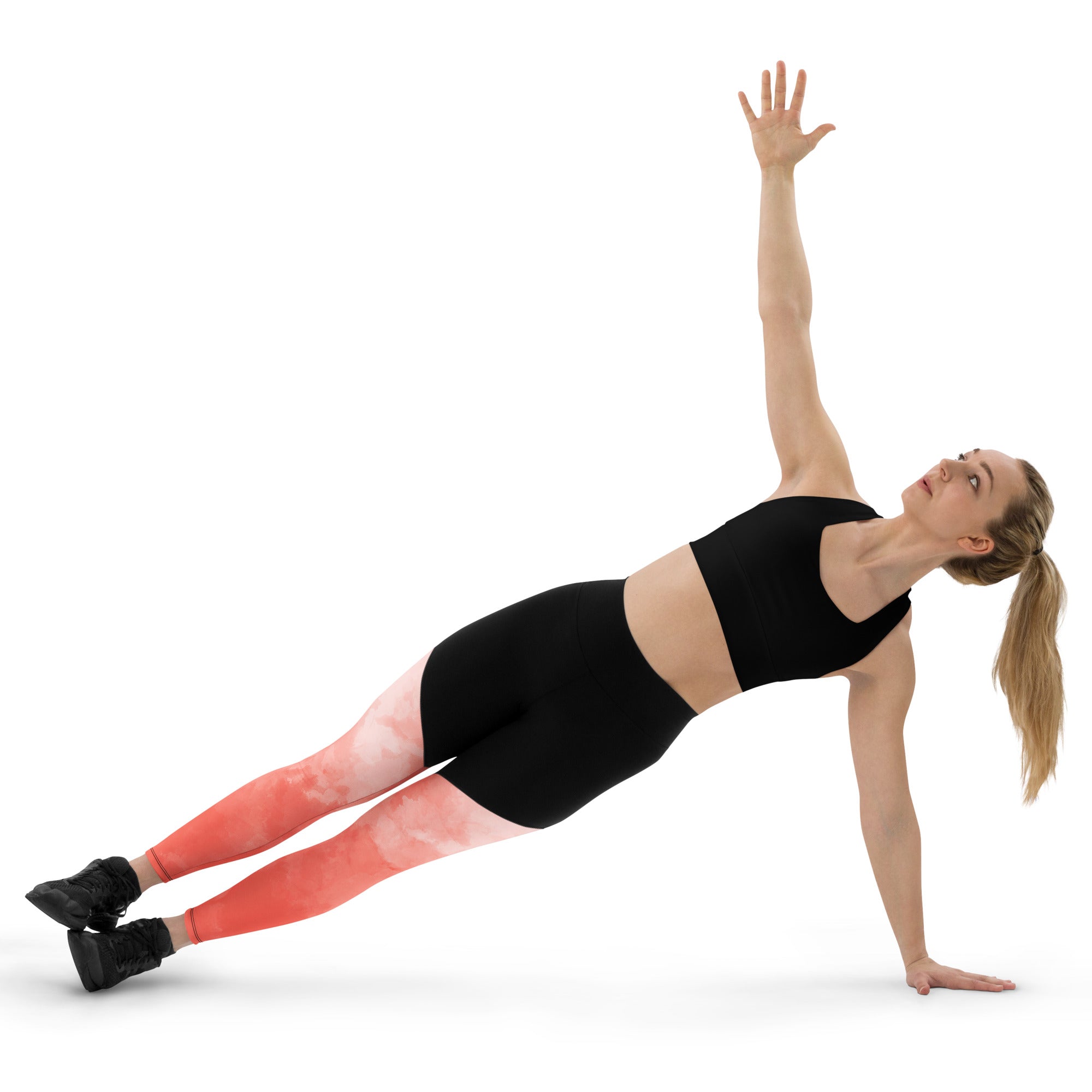 Sports Leggings Coral Watercolor