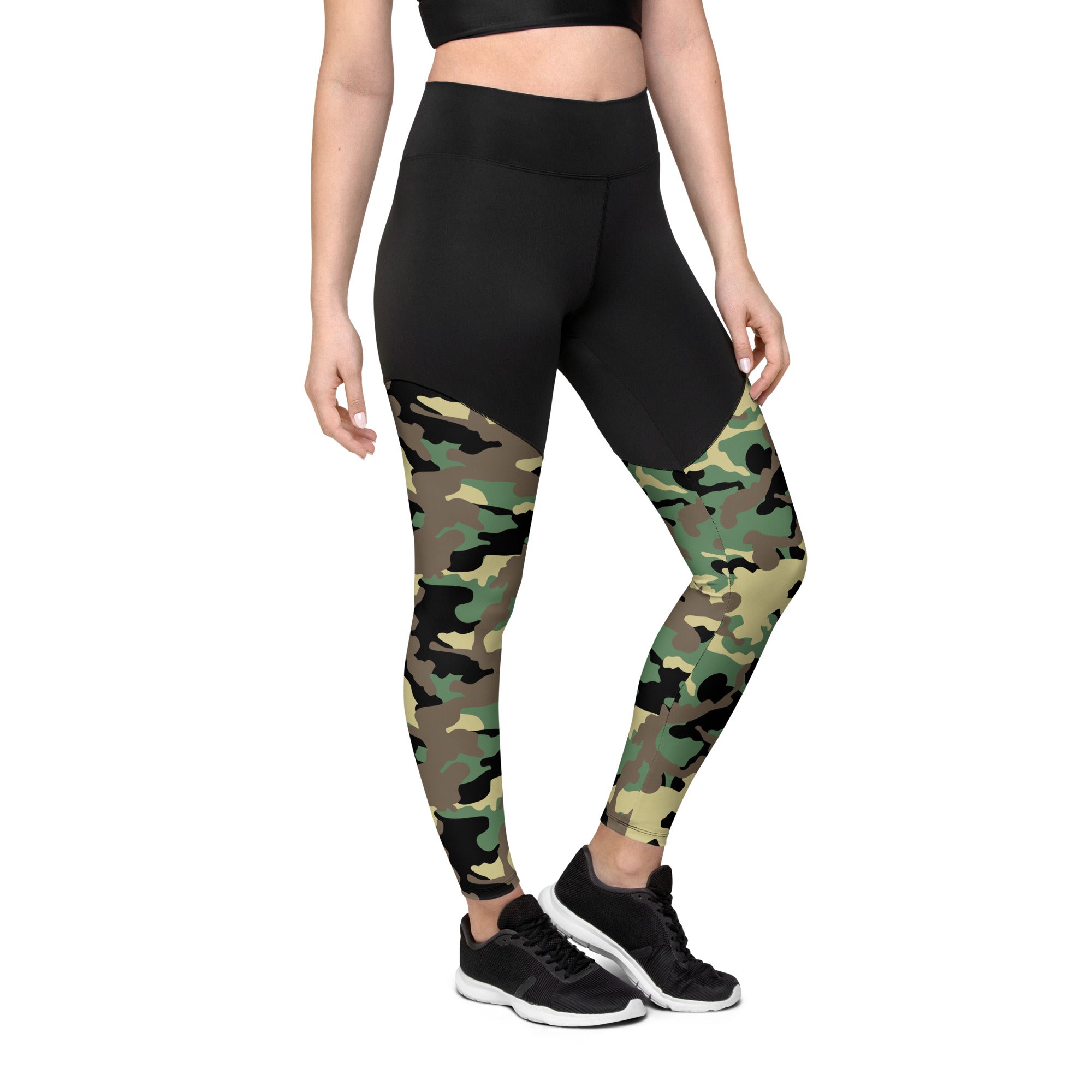 Sports Leggings Green Camo