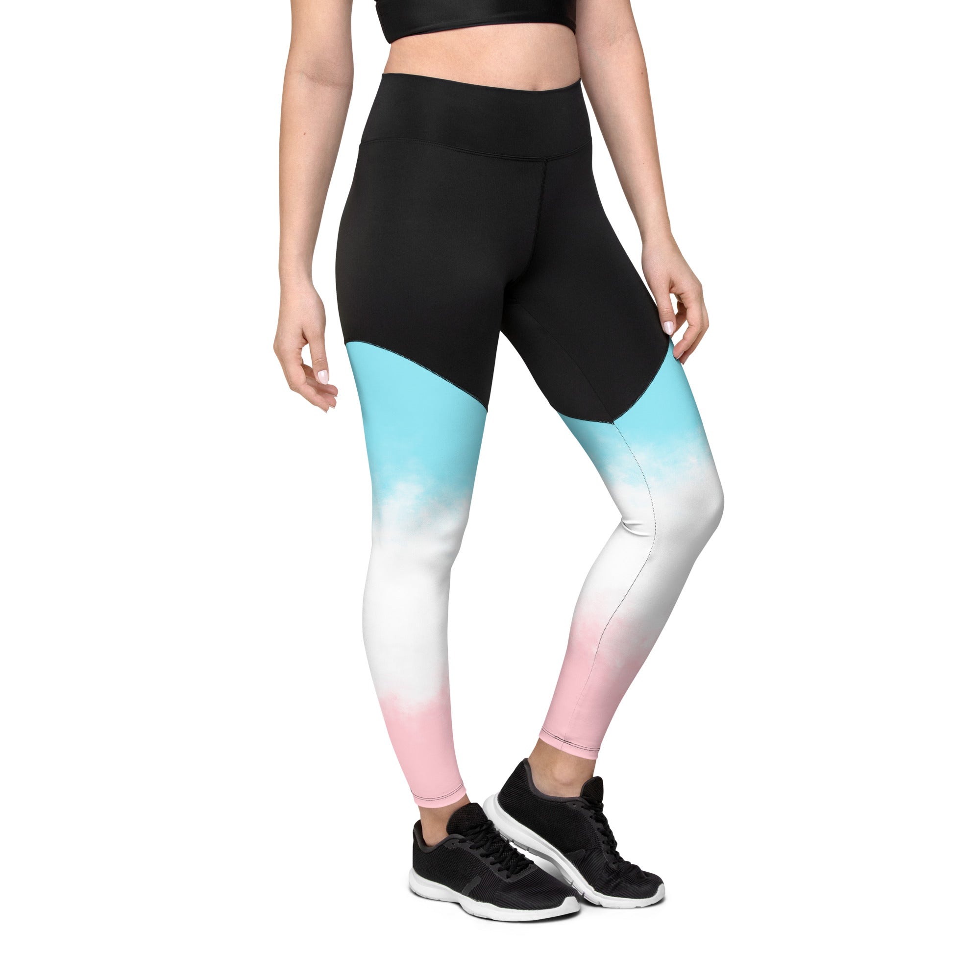 Sports Leggings Pink and Blue Gradient