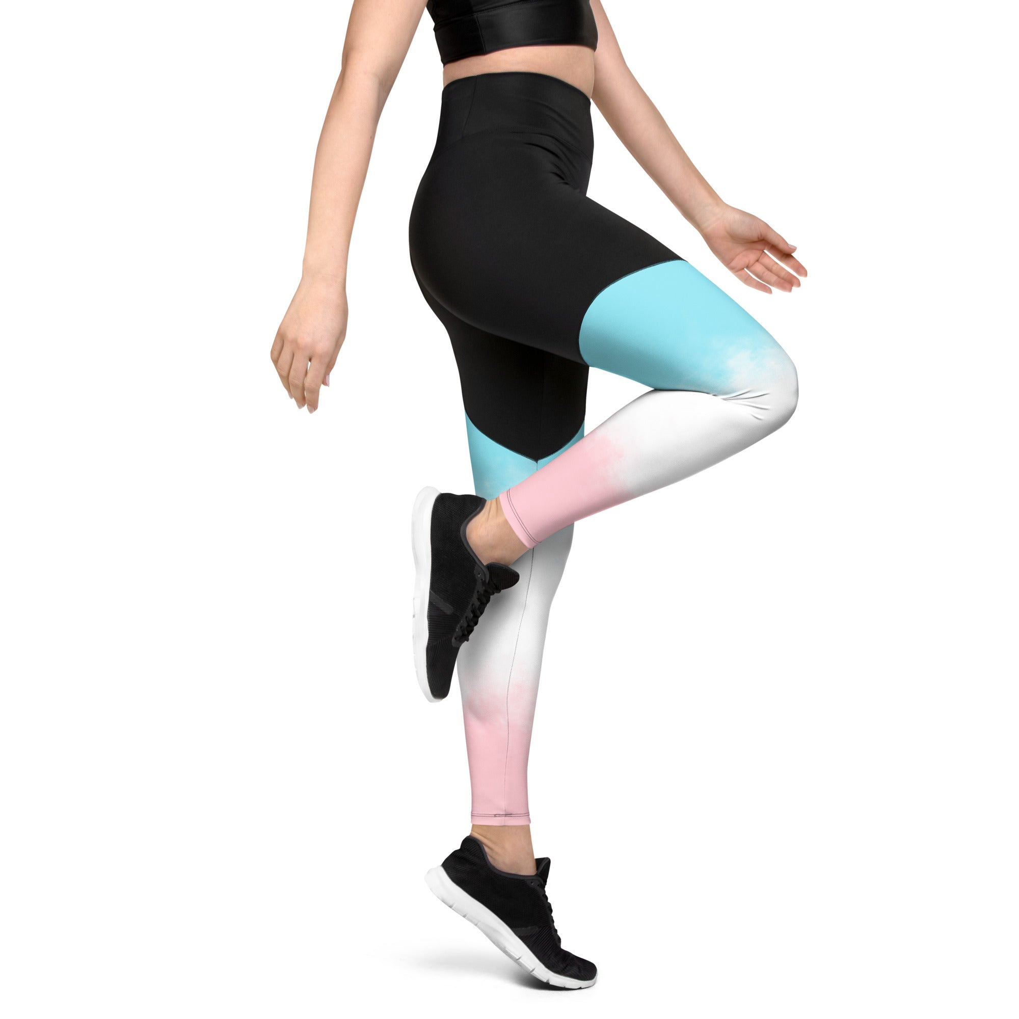 Sports Leggings Pink and Blue Gradient