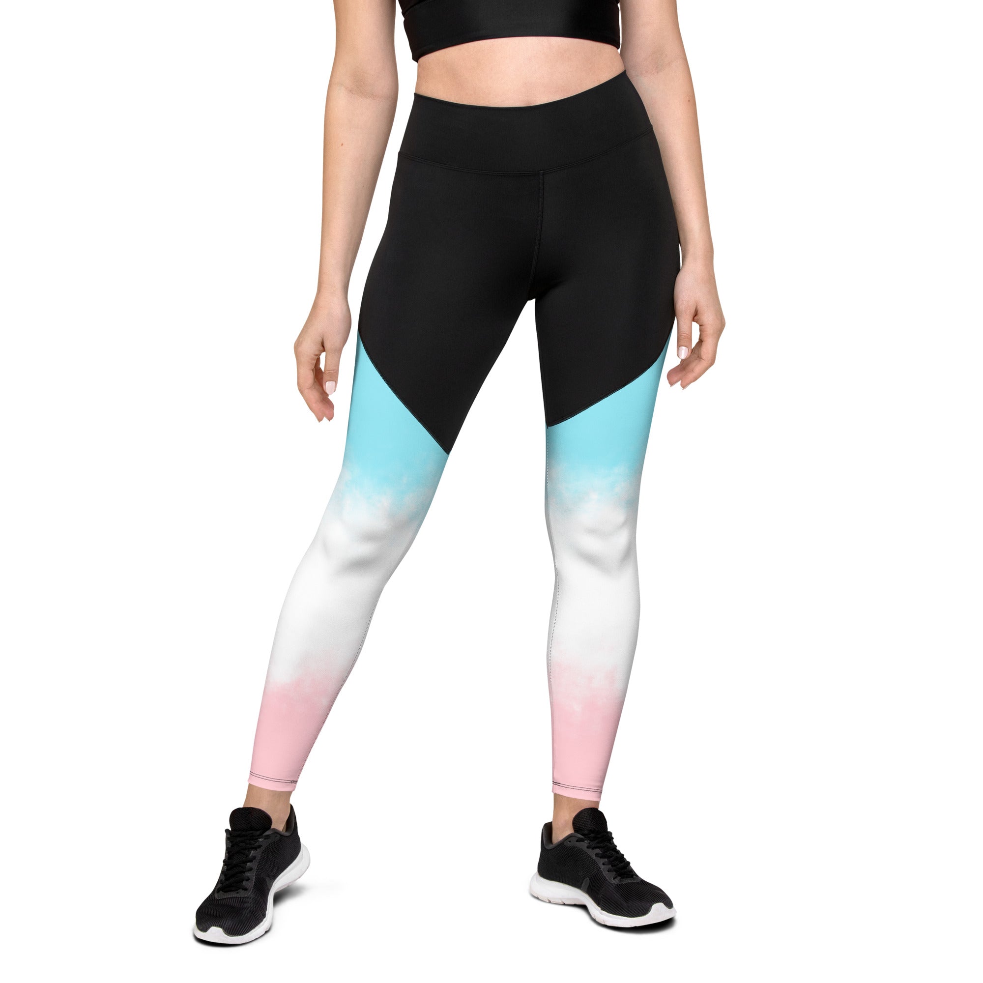 Sports Leggings Pink and Blue Gradient