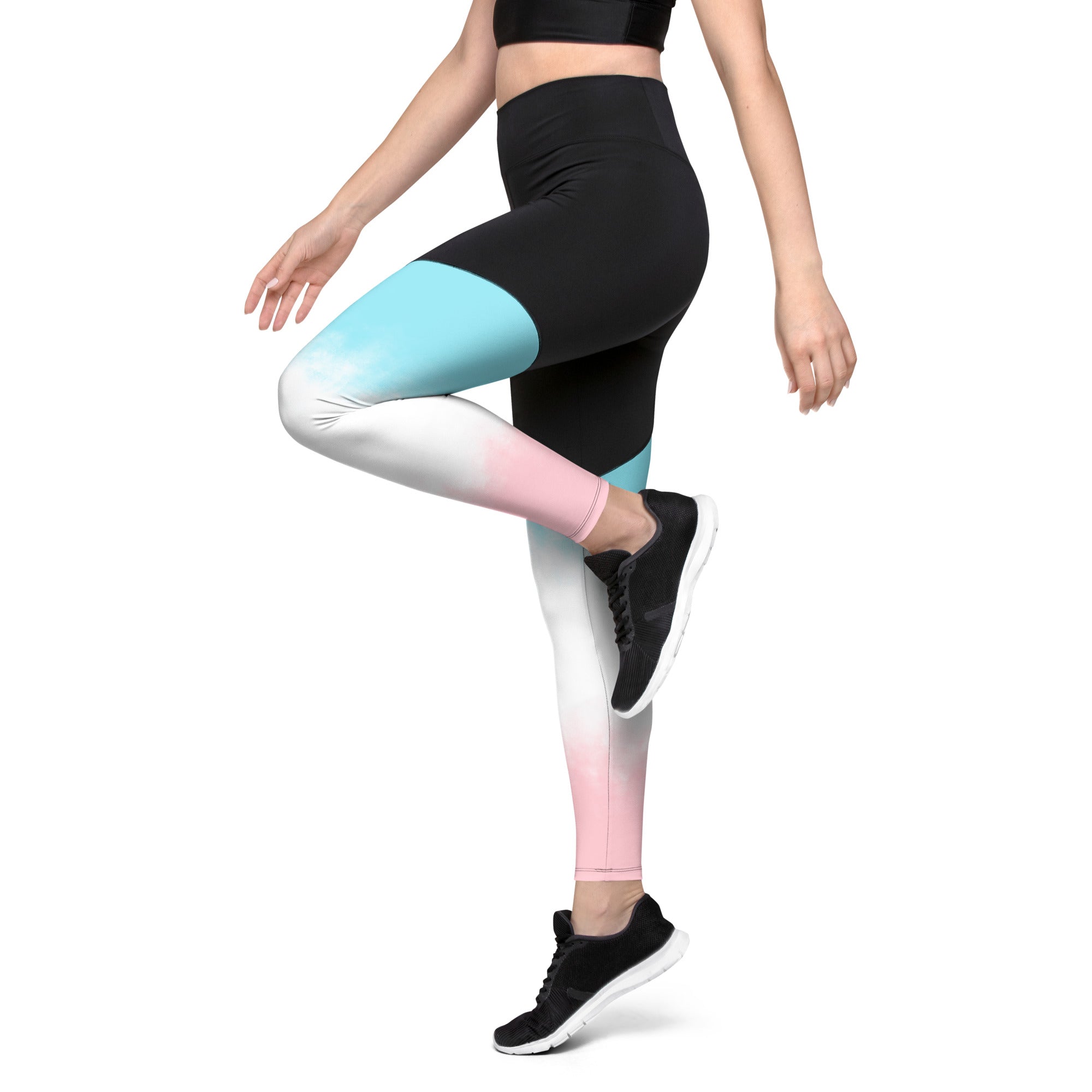 Sports Leggings Pink and Blue Gradient