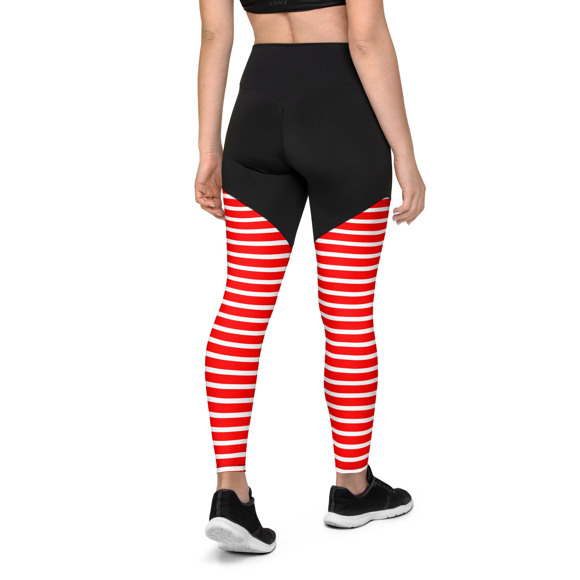 Sports Leggings Red Stripes