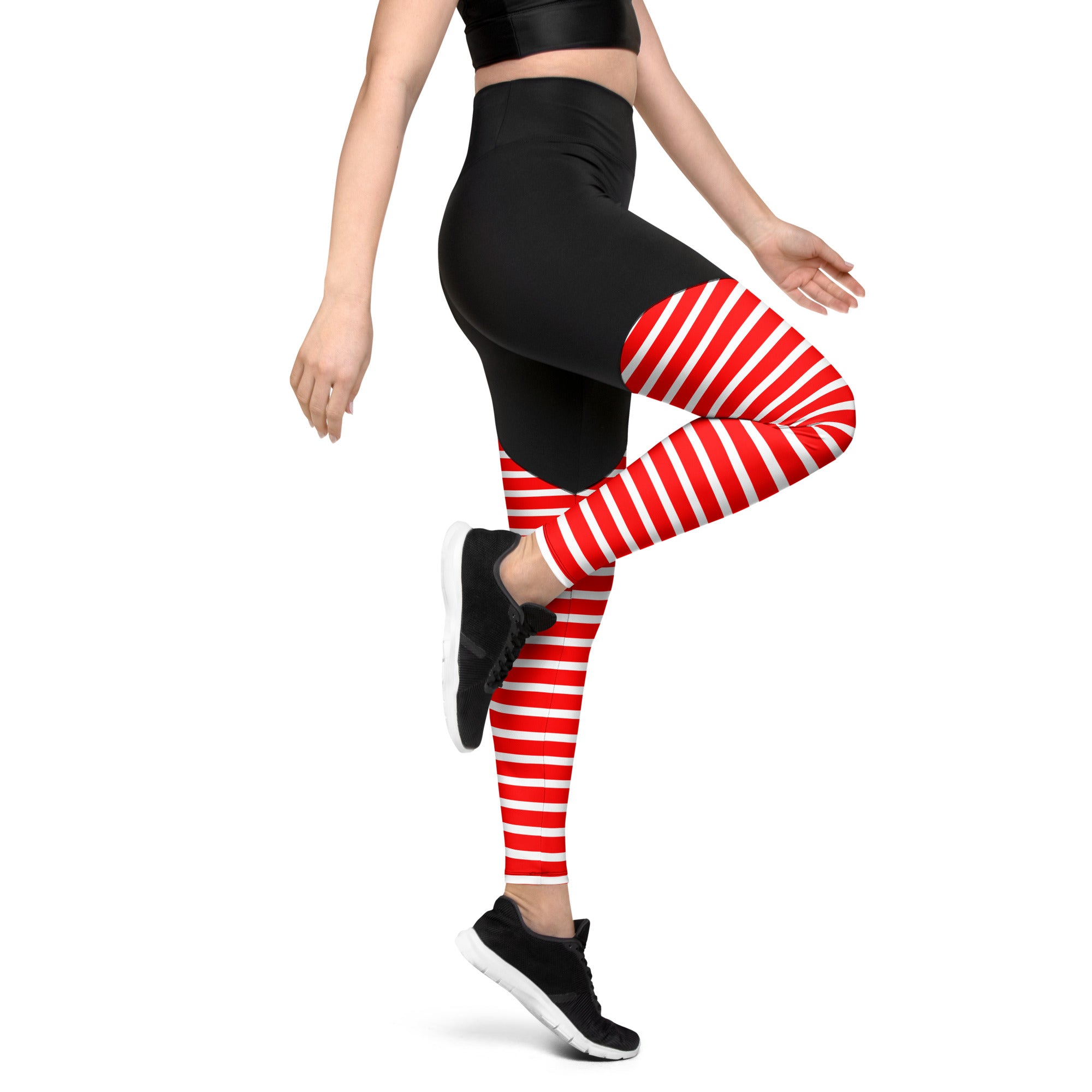 Sports Leggings Red Stripes