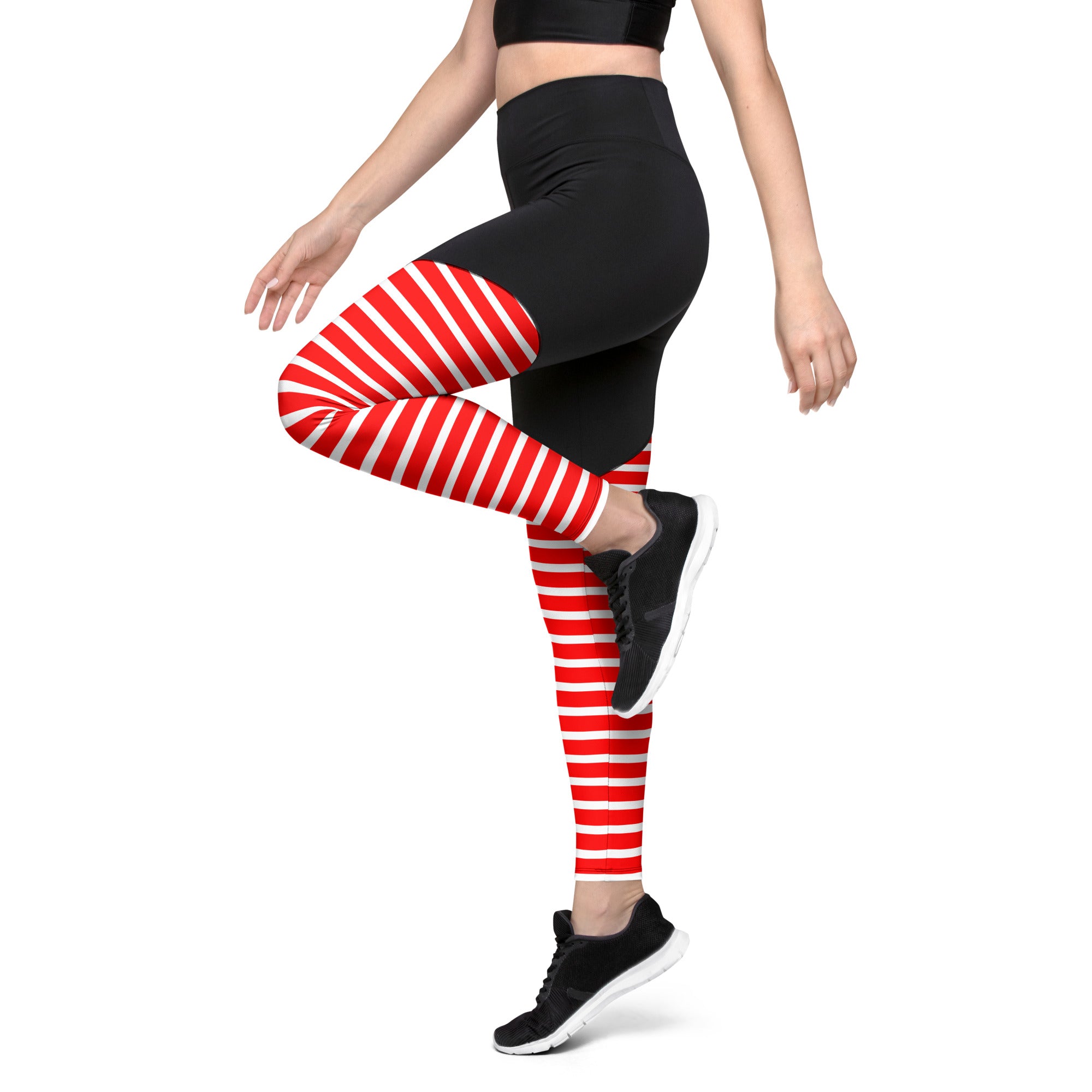 Sports Leggings Red Stripes