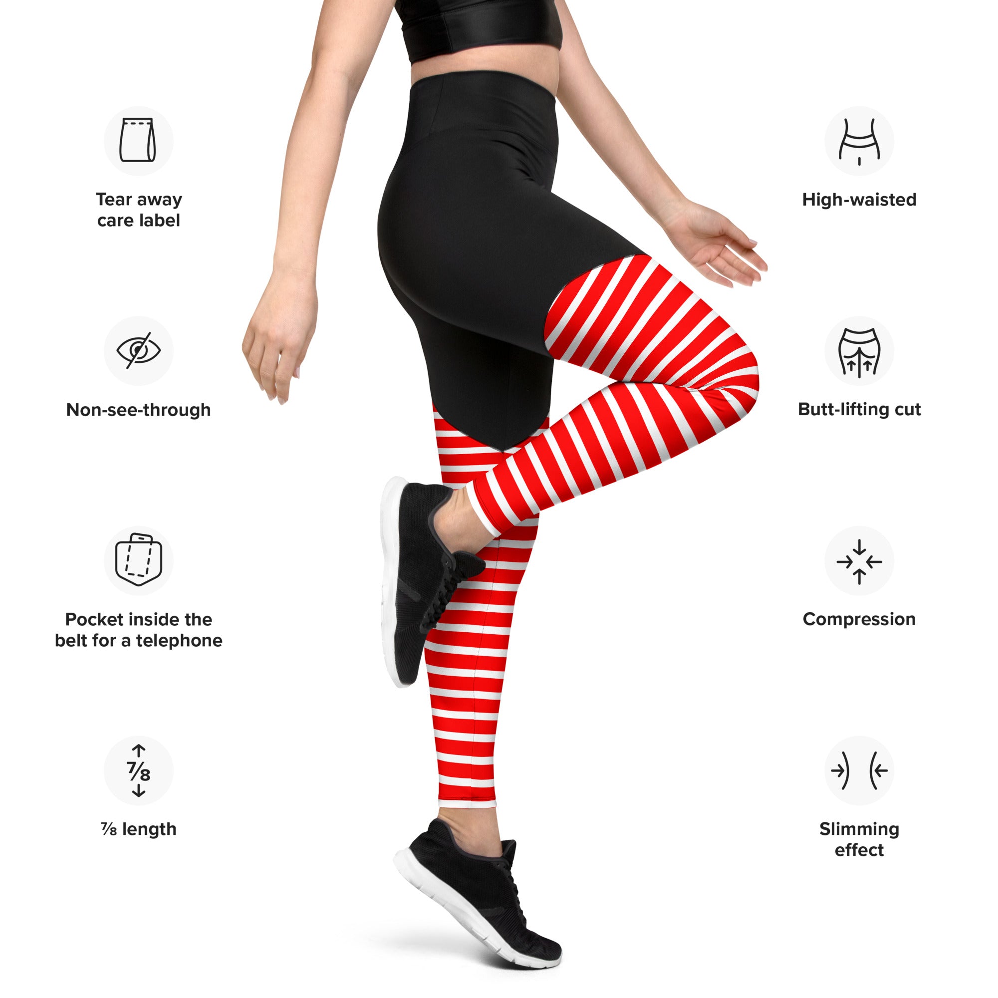 Sports Leggings Red Stripes