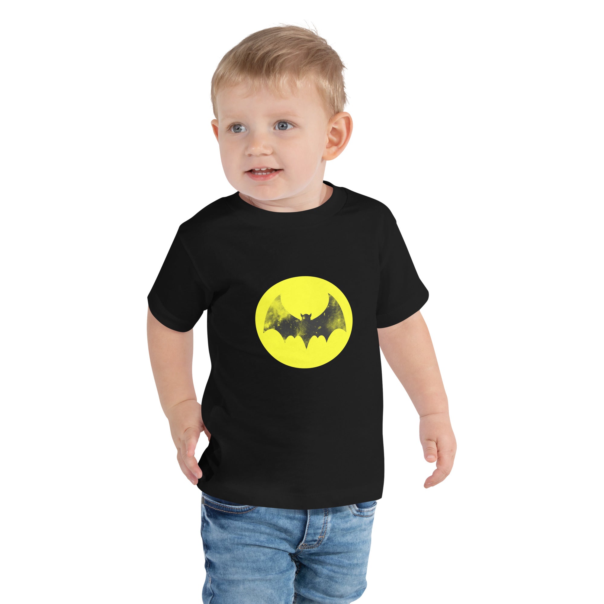 Toddler Short Sleeve Tee Spooky Bat Yellow