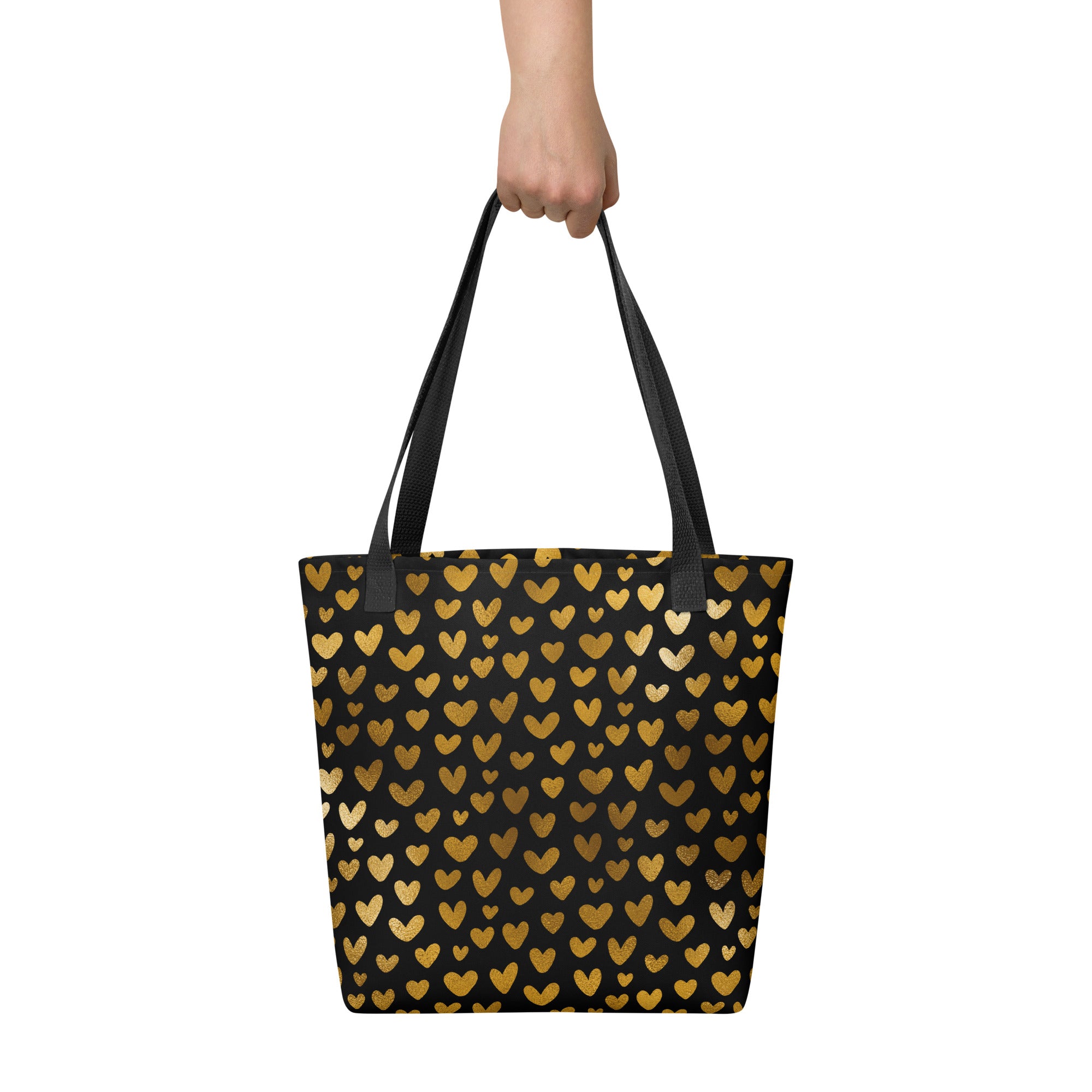 Tote bag Hearts Black