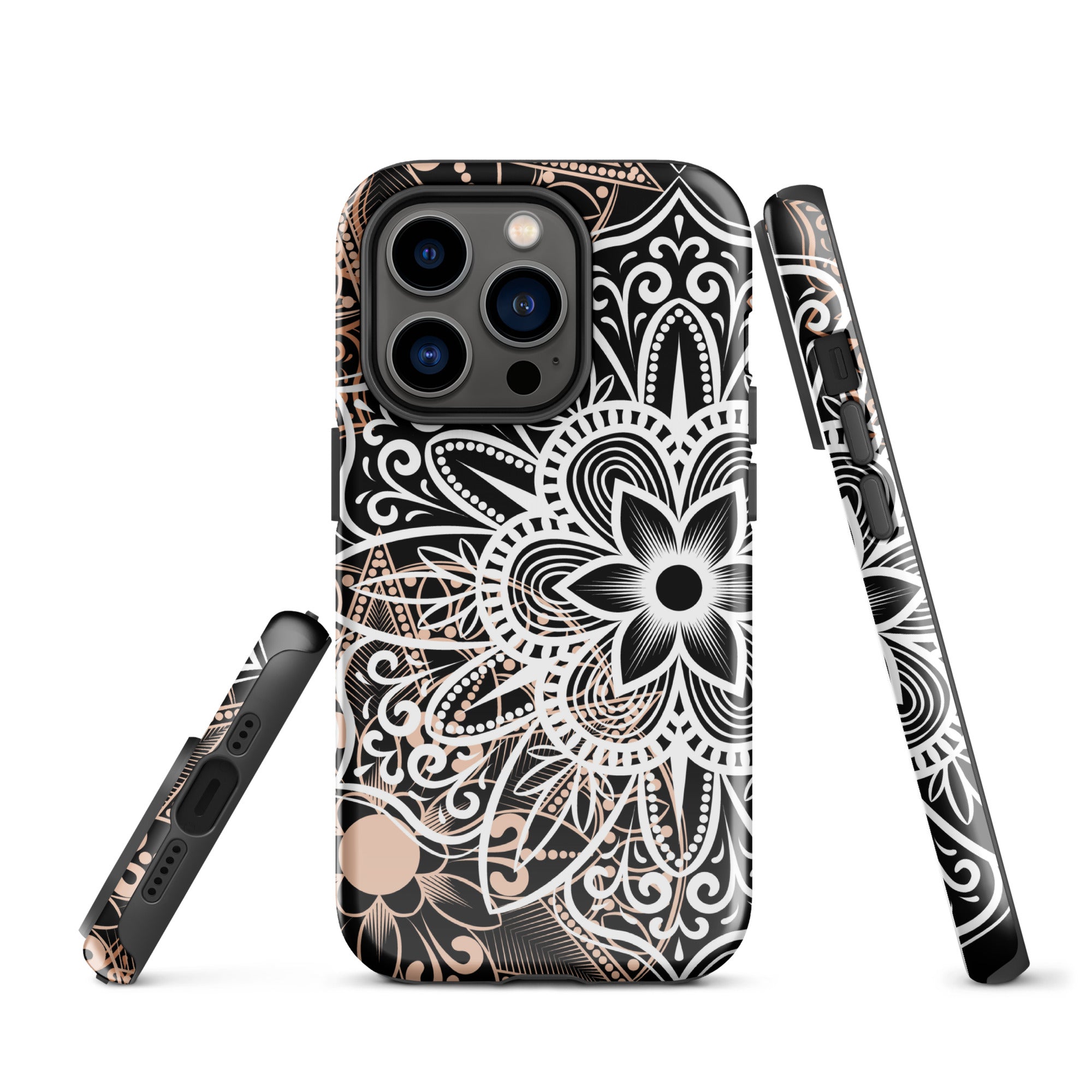 Tough Case for iPhone® Brown and Black Mandala
