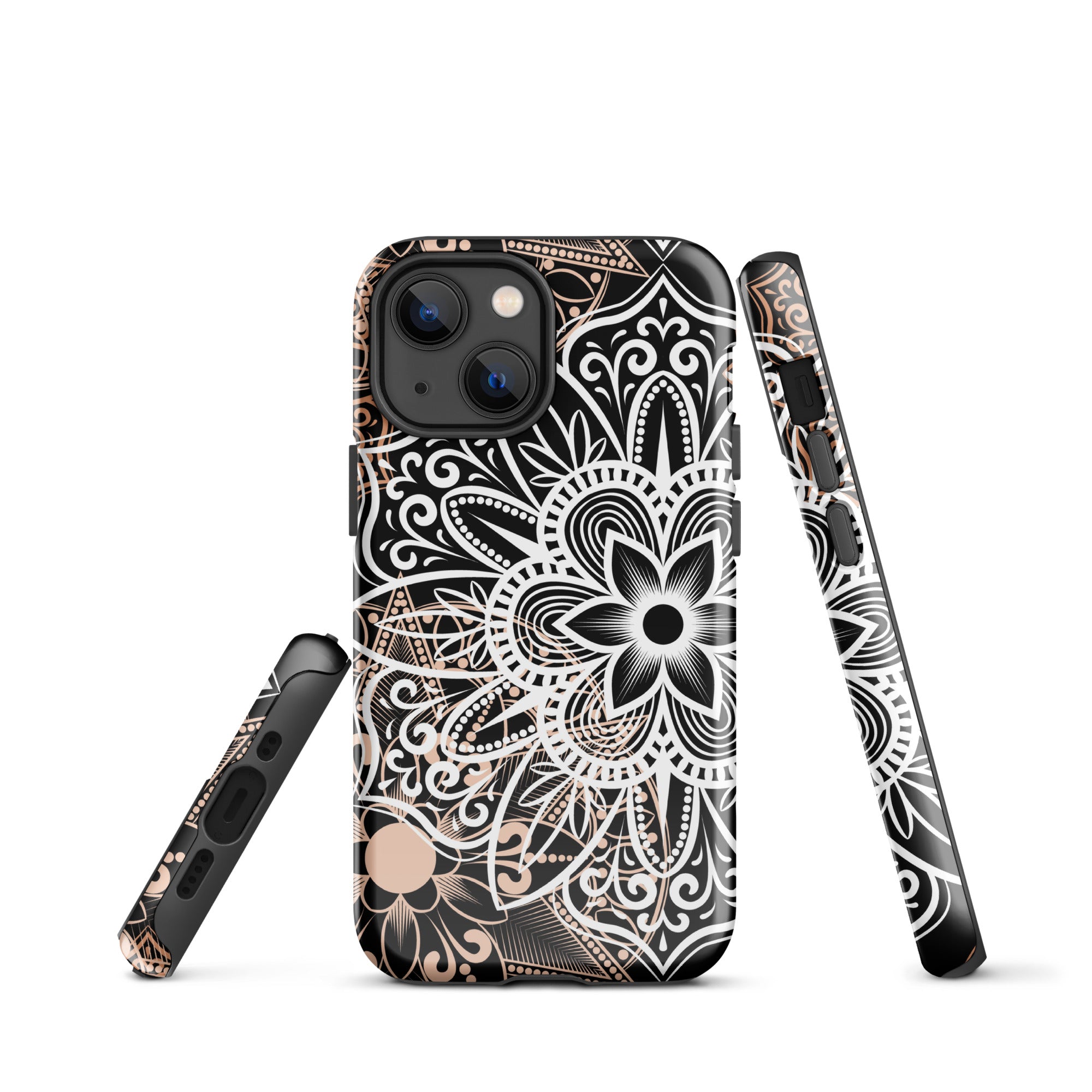 Tough Case for iPhone® Brown and Black Mandala