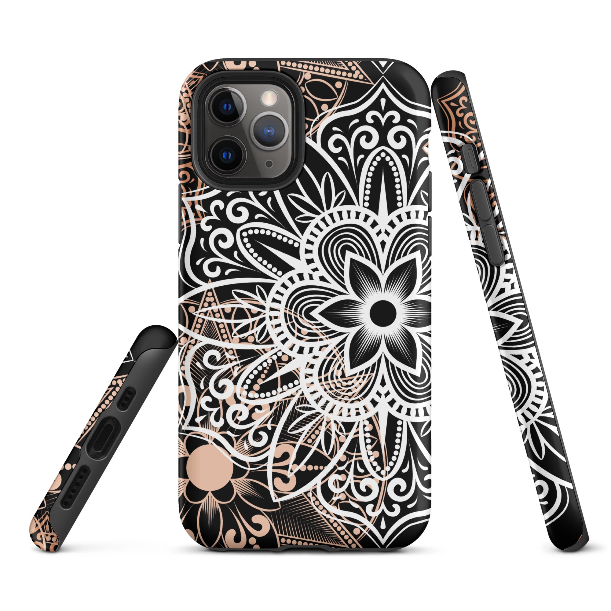 Tough Case for iPhone® Brown and Black Mandala