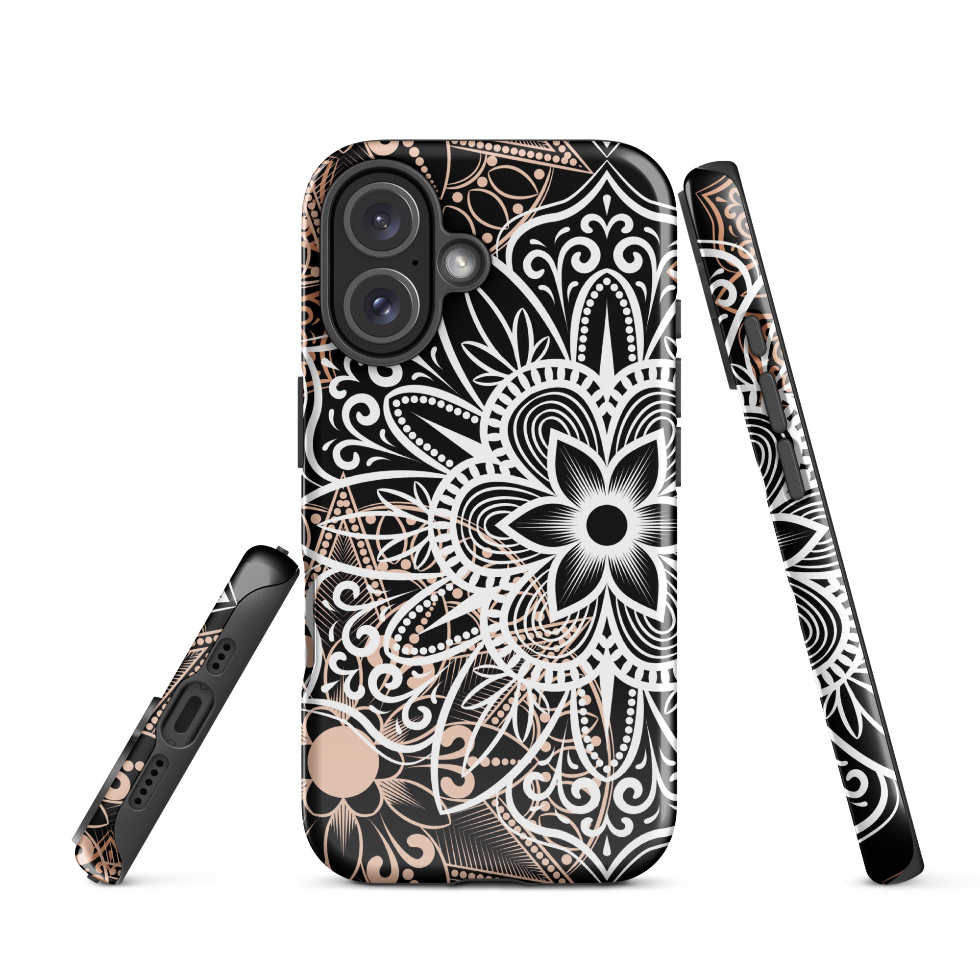 Tough Case for iPhone® Brown and Black Mandala