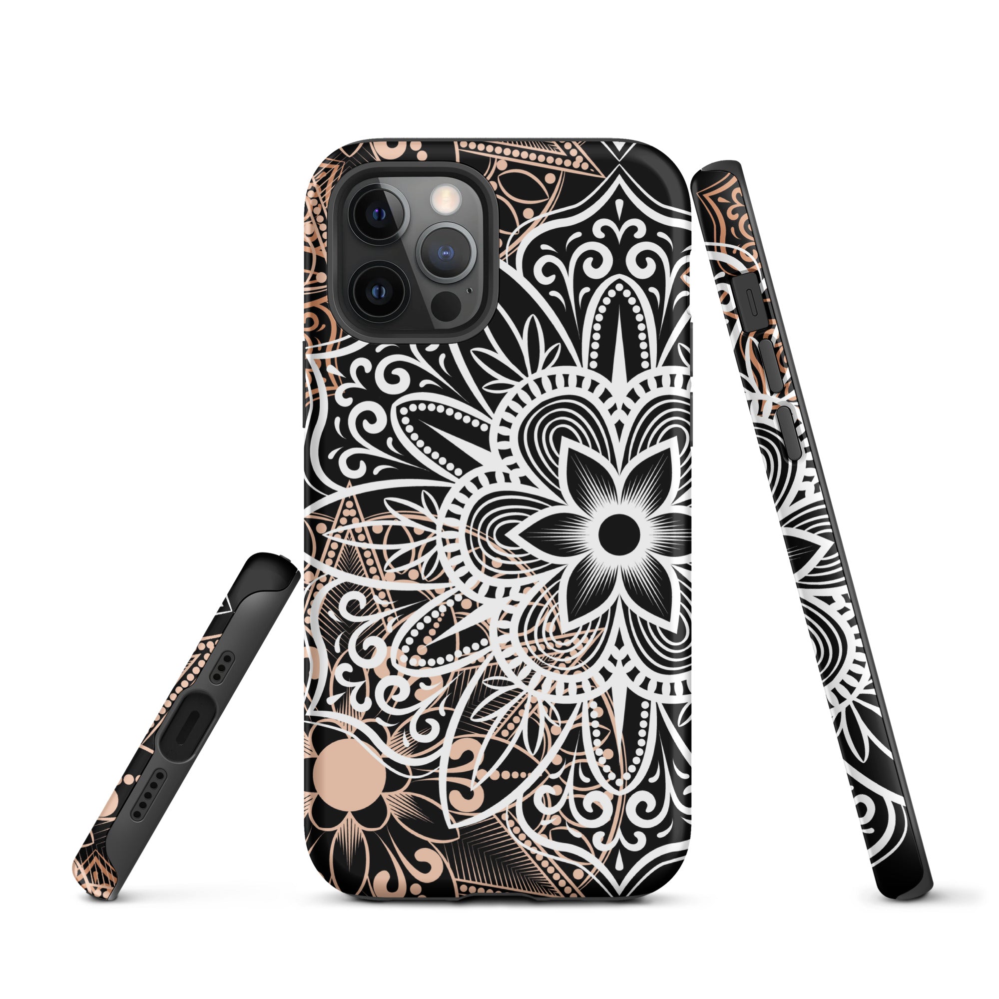 Tough Case for iPhone® Brown and Black Mandala