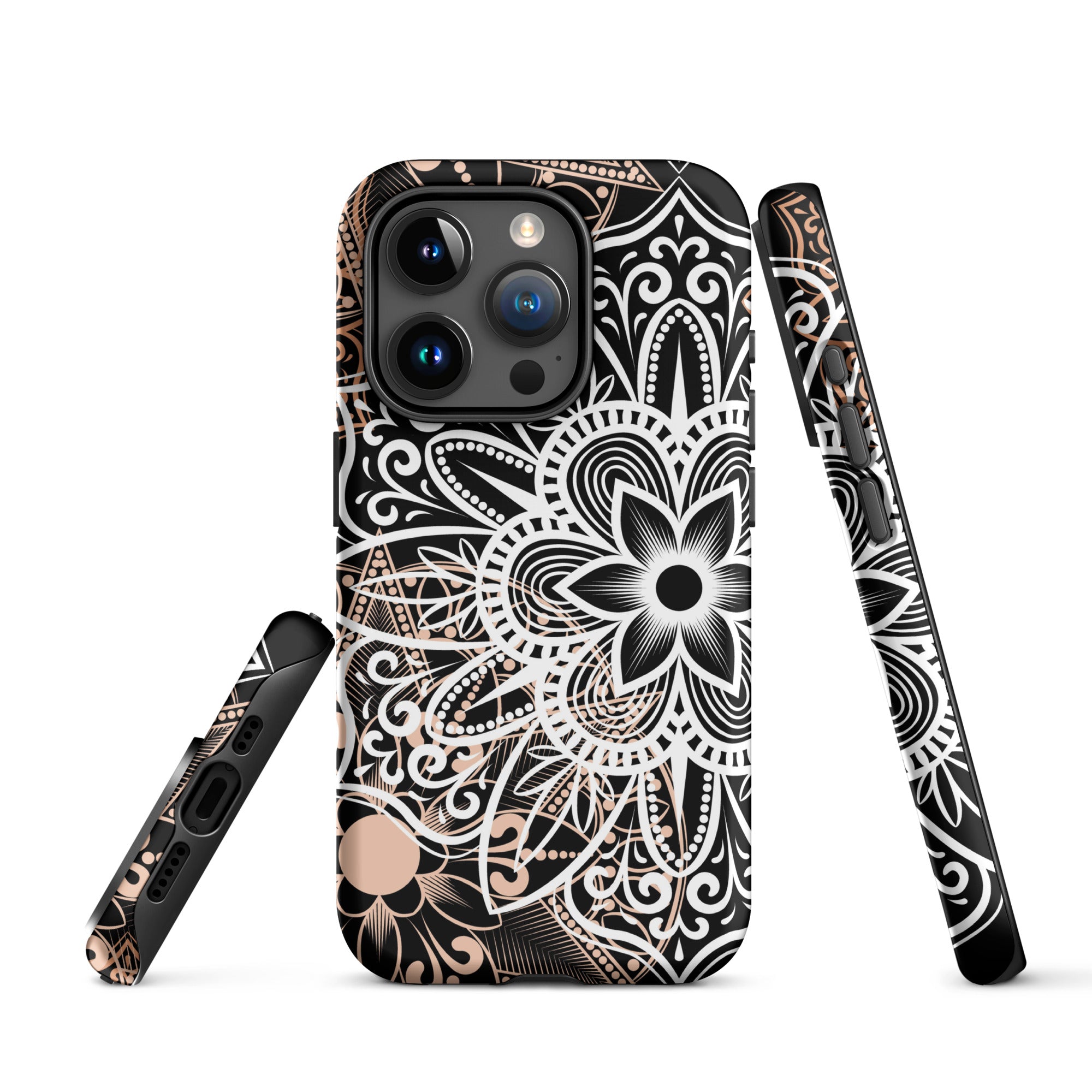 Tough Case for iPhone® Brown and Black Mandala