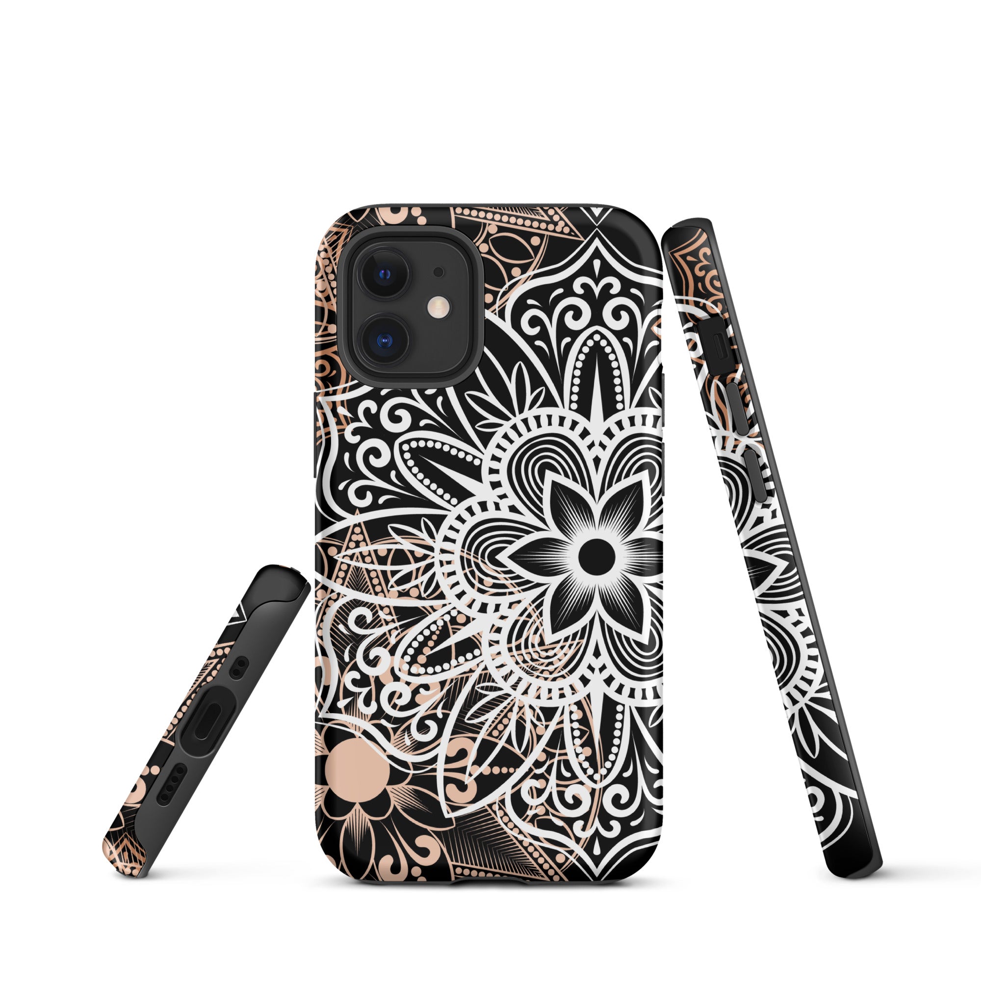 Tough Case for iPhone® Brown and Black Mandala