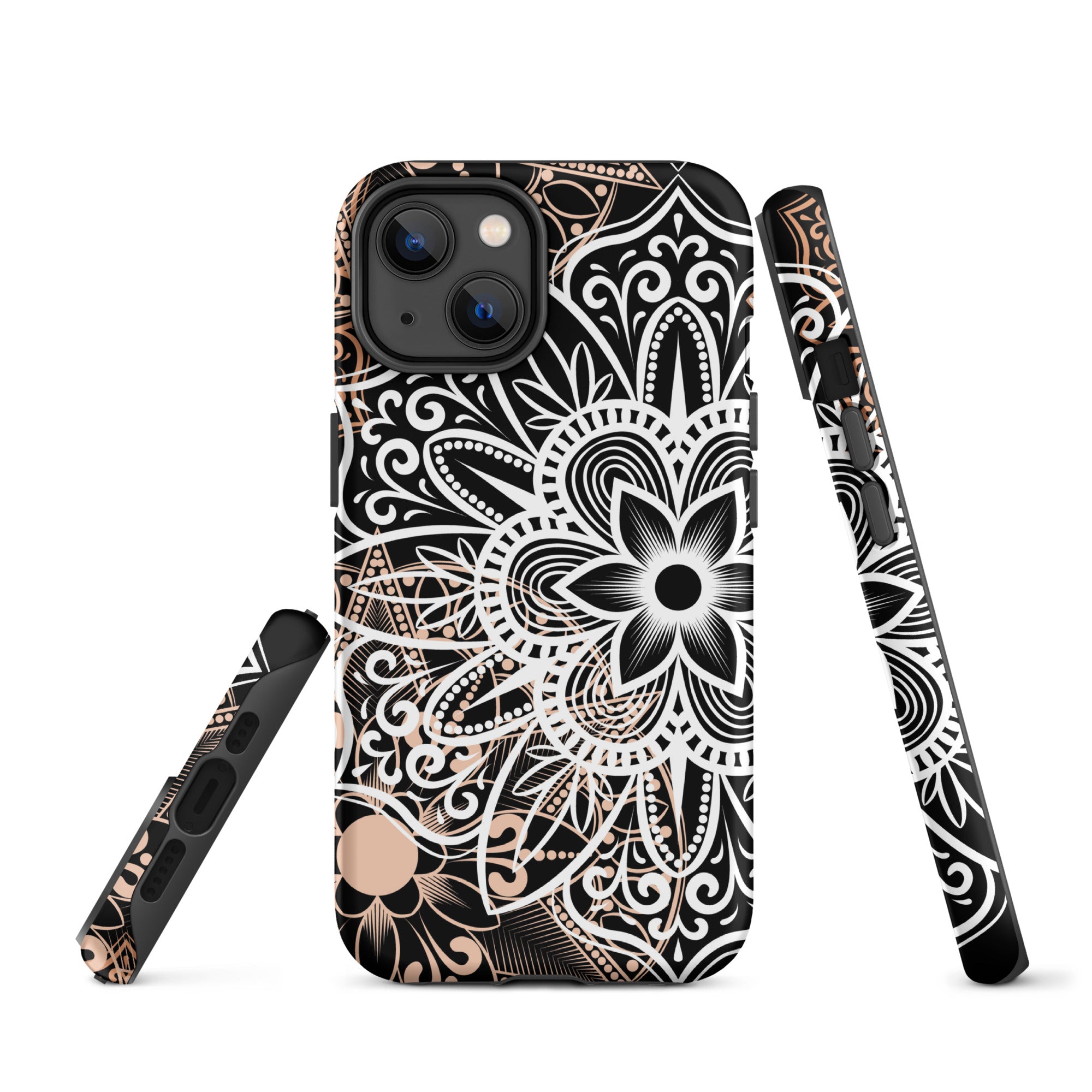 Tough Case for iPhone® Brown and Black Mandala