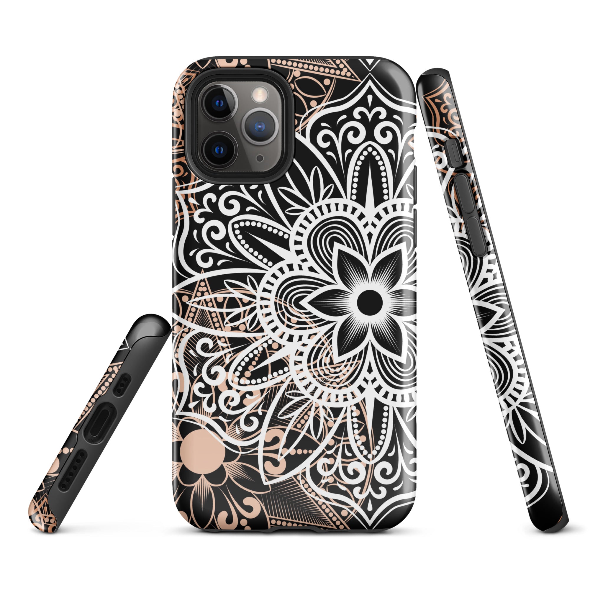 Tough Case for iPhone® Brown and Black Mandala
