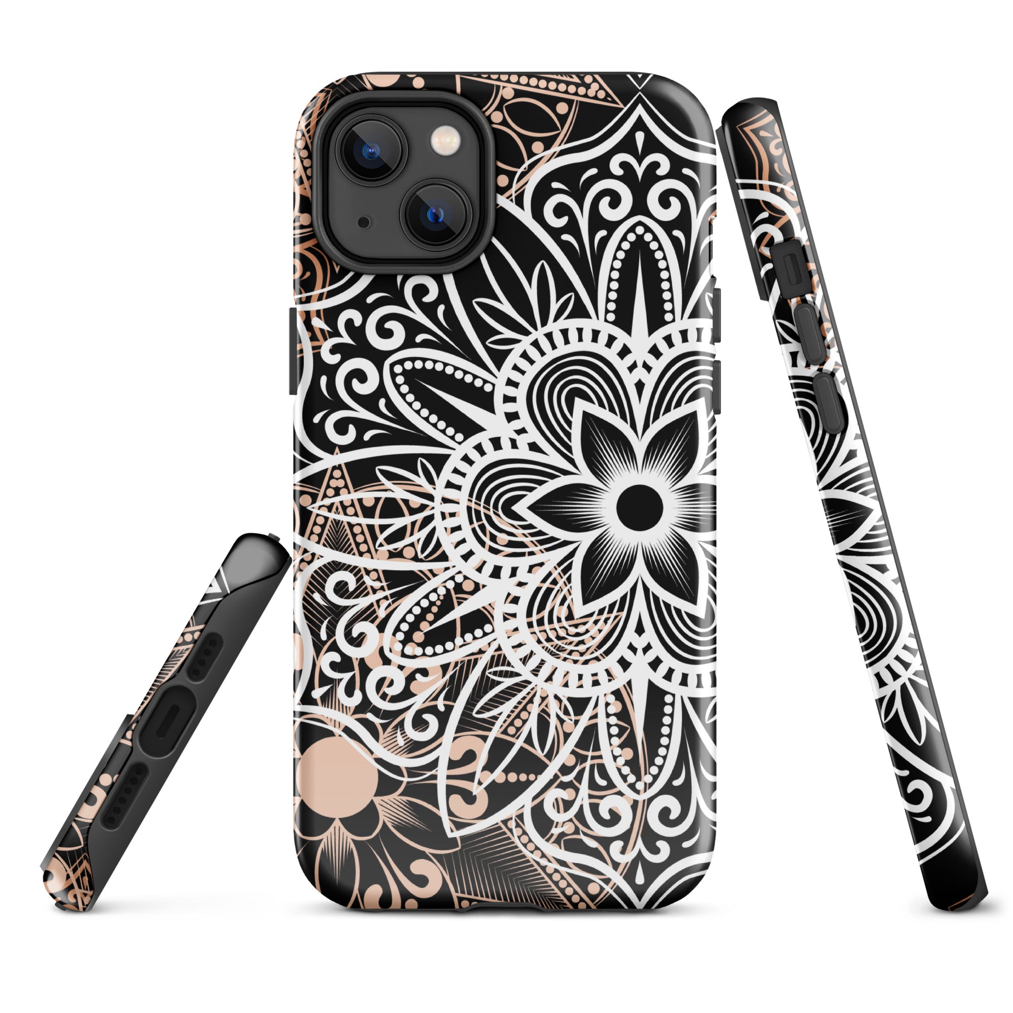Tough Case for iPhone® Brown and Black Mandala