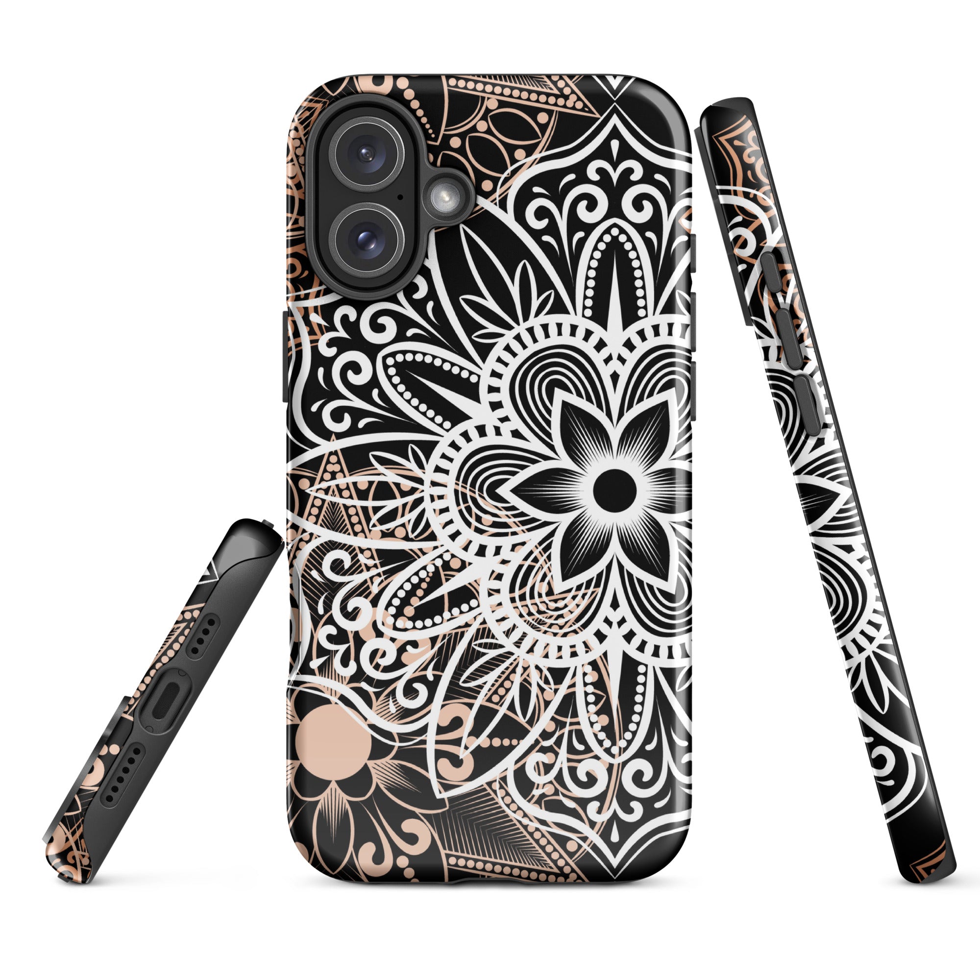 Tough Case for iPhone® Brown and Black Mandala