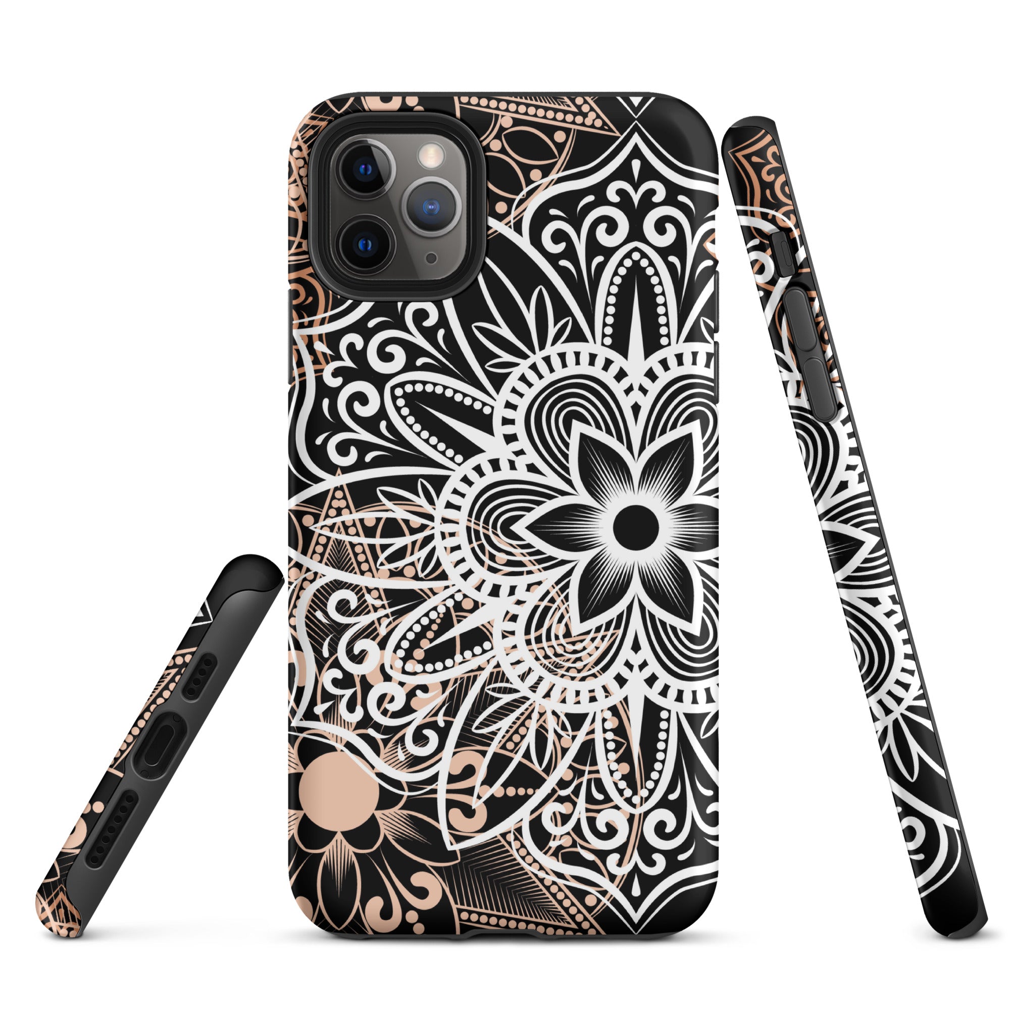 Tough Case for iPhone® Brown and Black Mandala