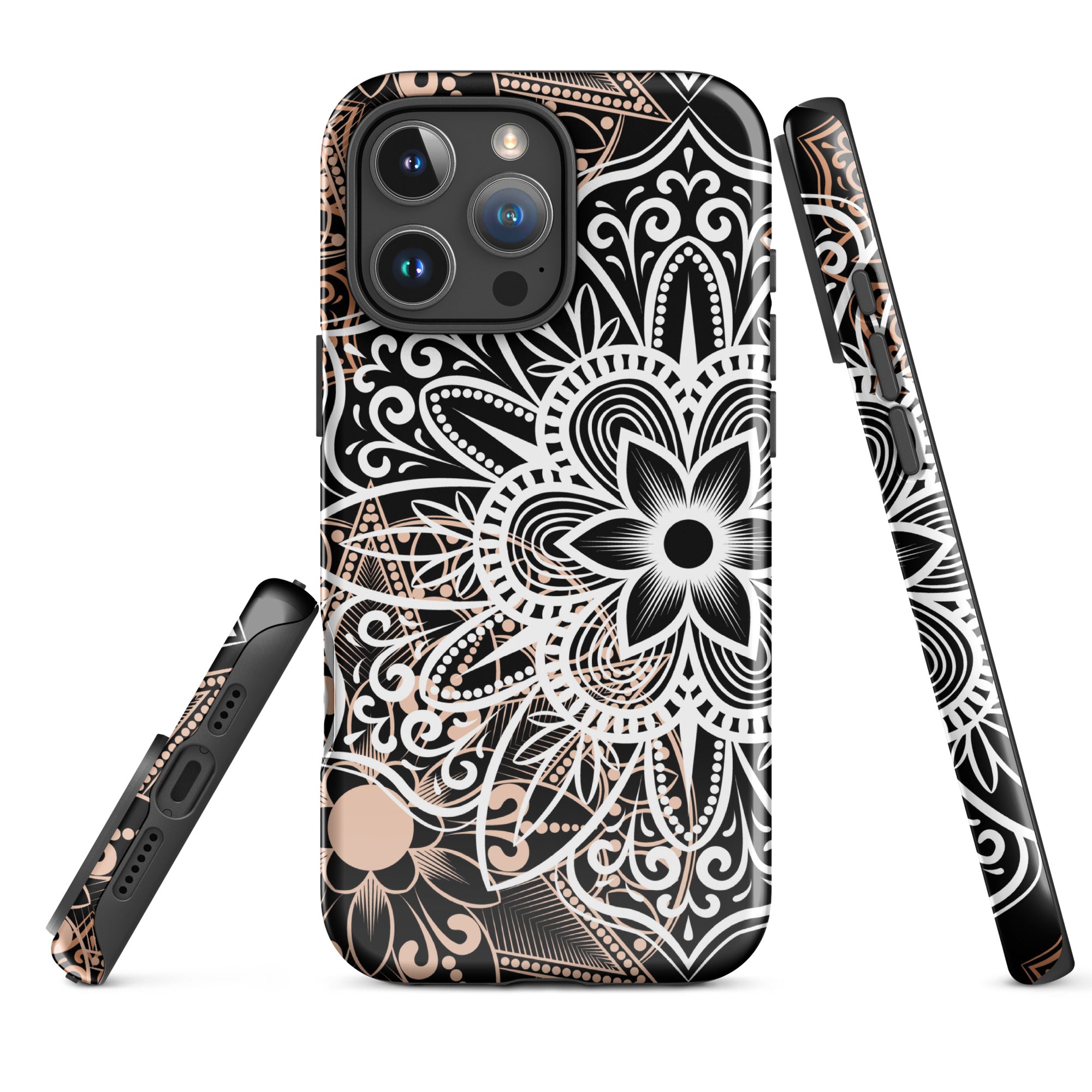 Tough Case for iPhone® Brown and Black Mandala