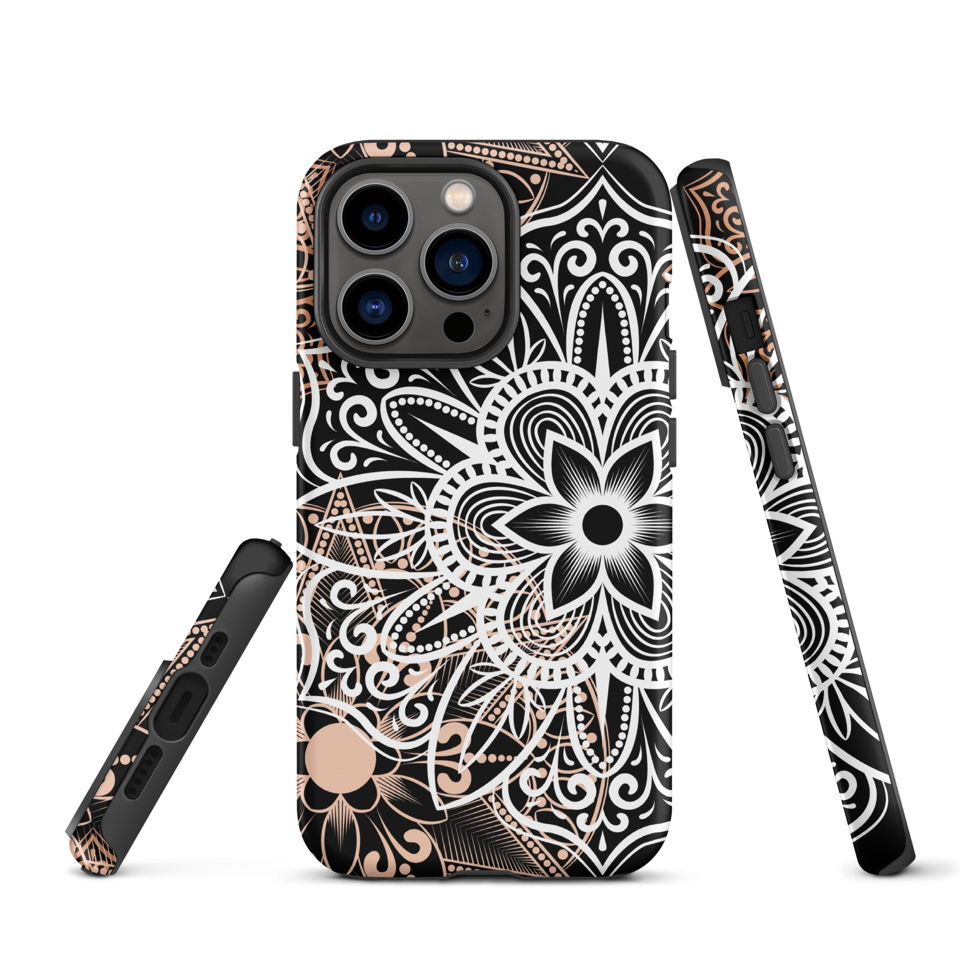 Tough Case for iPhone® Brown and Black Mandala